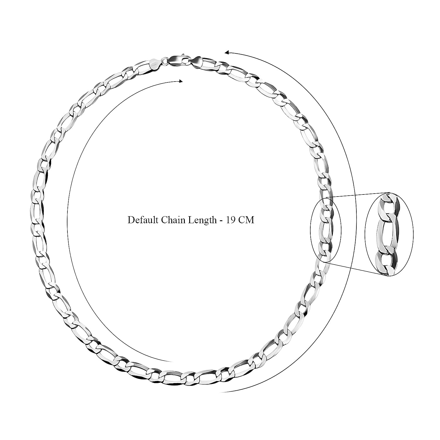 Vicenza Close Out - Italian Made - Sterling Silver Figaro Necklace (Size - 24), Silver Wt. 34.71 Gms