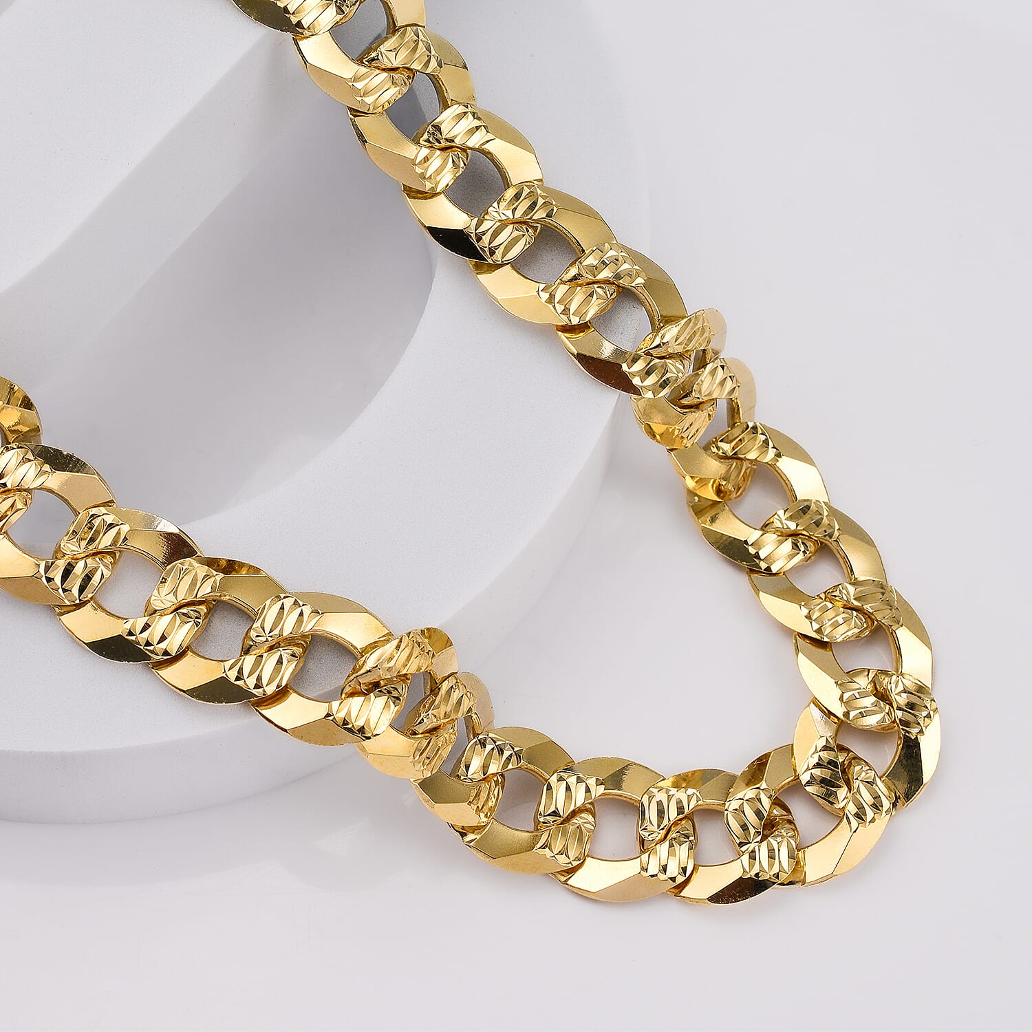 Italian Made-Yellow Gold Overlay Sterling Silver Curb Necklace (Size - 20), Silver Wt. 121.18 Gms