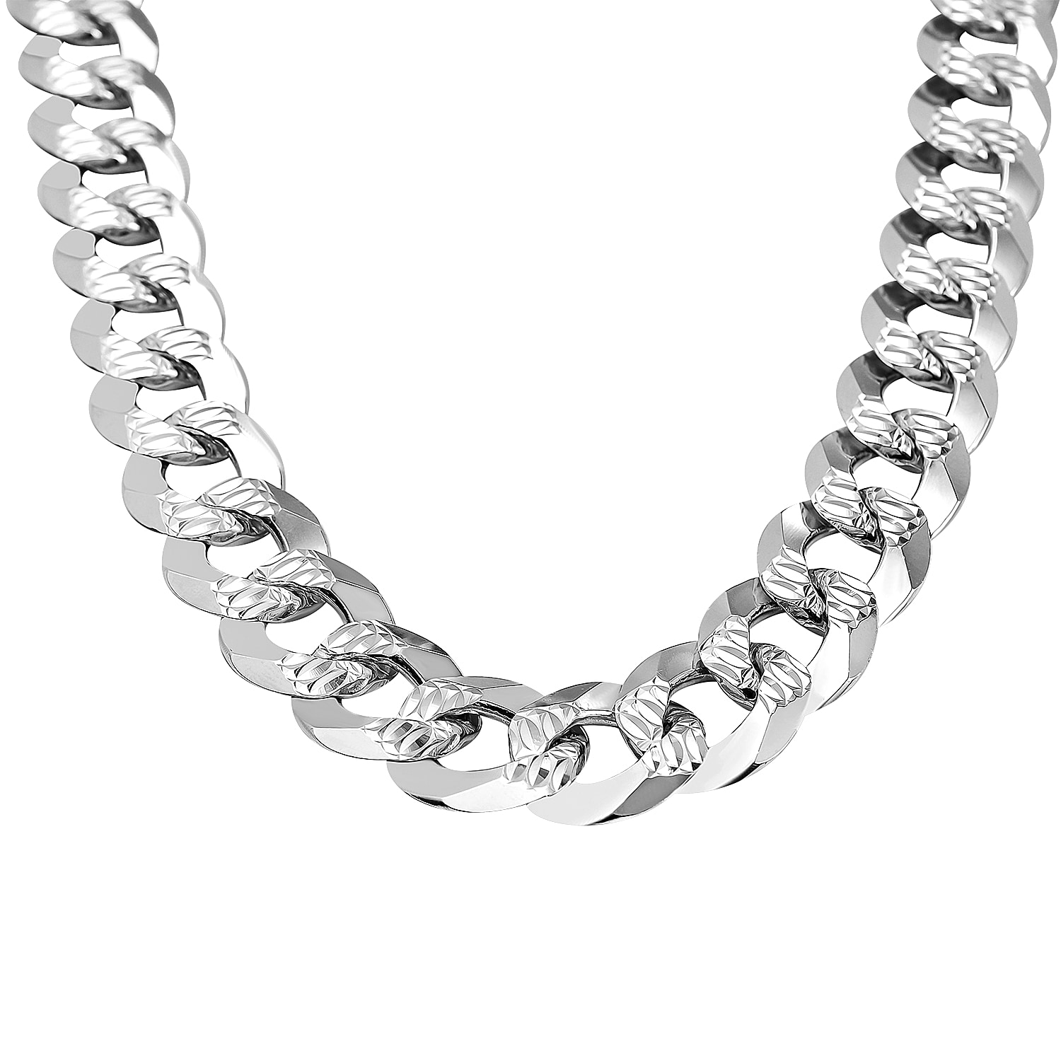 Italian Made-Sterling Silver Curb Necklace (Size - 20), Silver Wt. 121.90 Gms