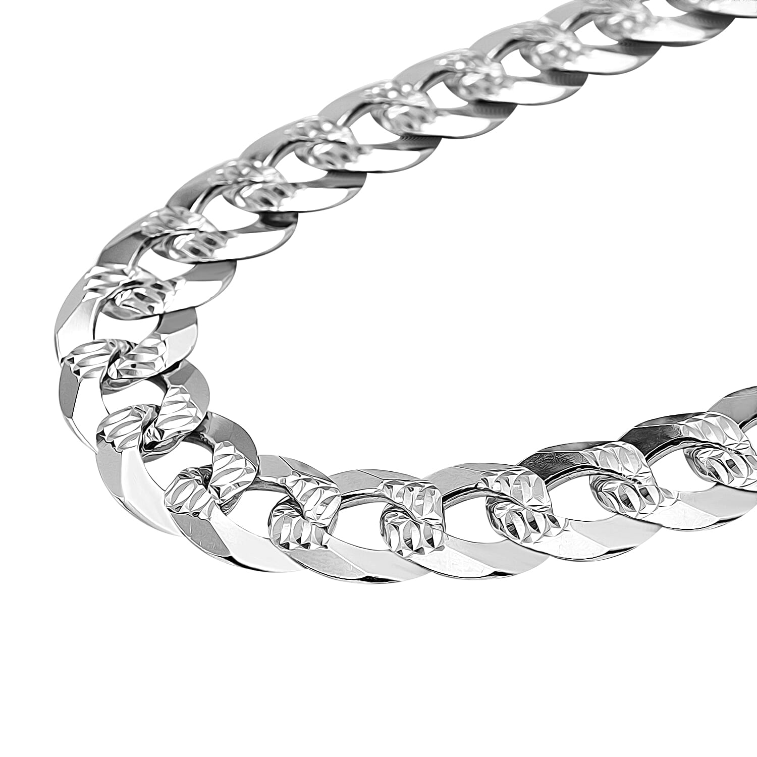 Italian Made-Sterling Silver Curb Necklace (Size - 20), Silver Wt. 121.90 Gms