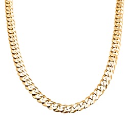 One Time Close Out Deal - Italian Made Yellow Gold Overlay Sterling Silver Curb Necklace (Size - 20), Silver Wt. 25.81 Gms