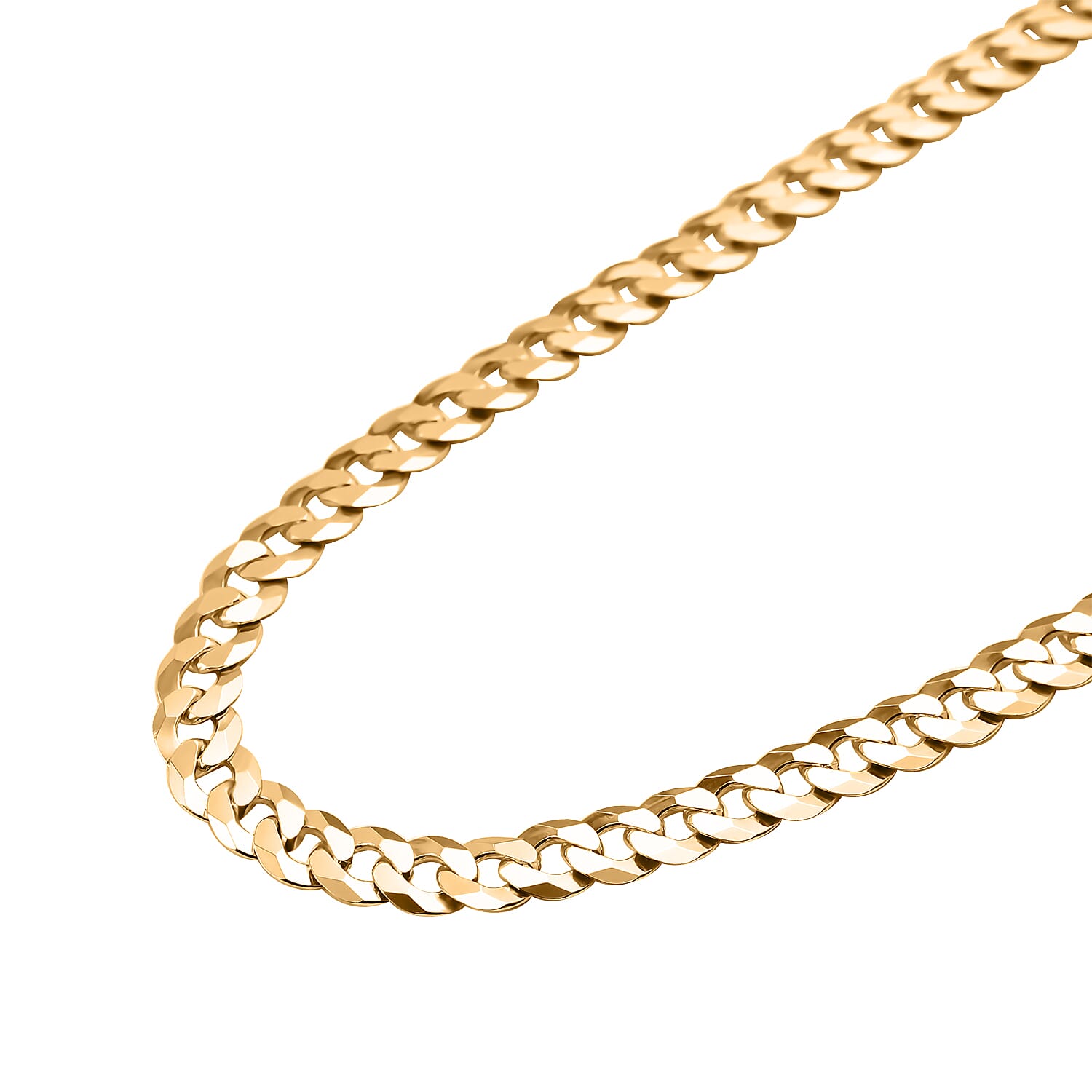 One Time Close Out Deal - Italian Made Yellow Gold Overlay Sterling Silver Curb Necklace (Size - 20), Silver Wt. 25.81 Gms