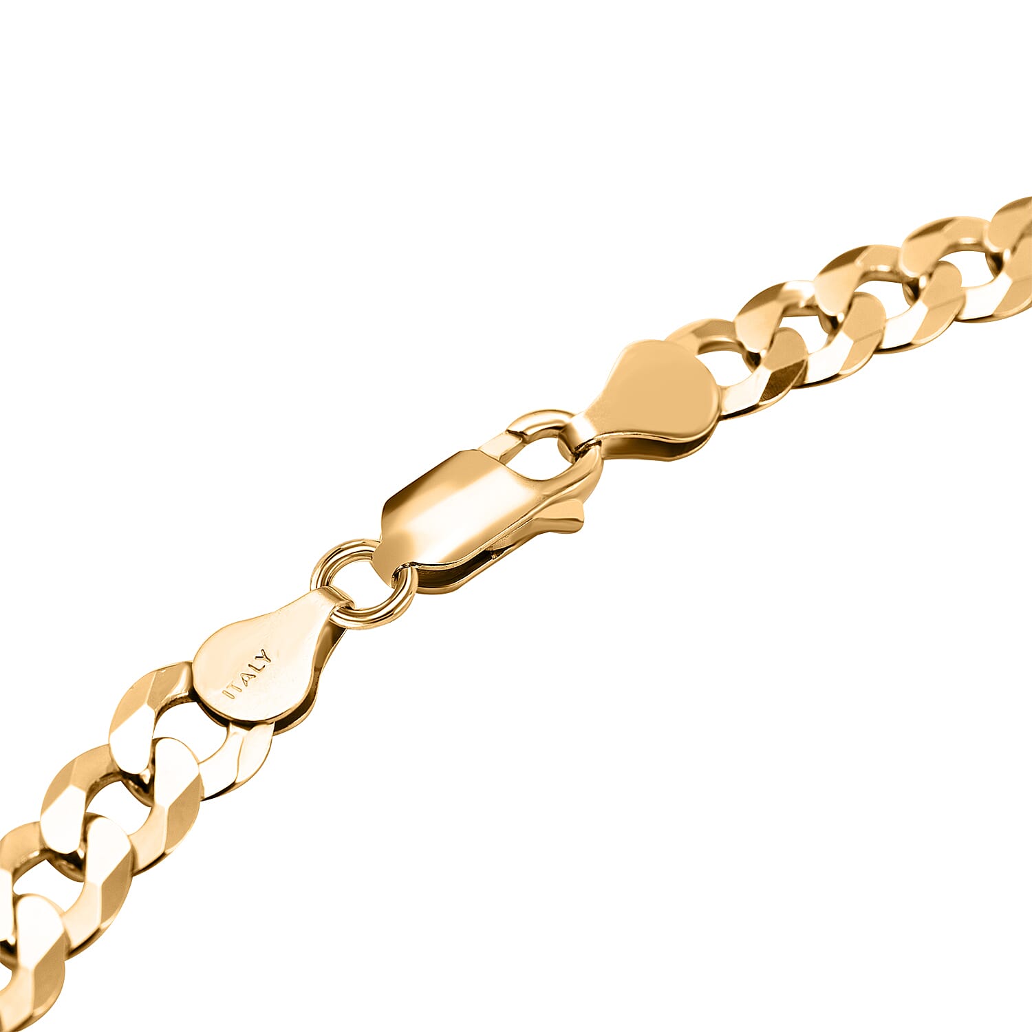 One Time Close Out Deal - Italian Made Yellow Gold Overlay Sterling Silver Curb Necklace (Size - 20), Silver Wt. 25.81 Gms