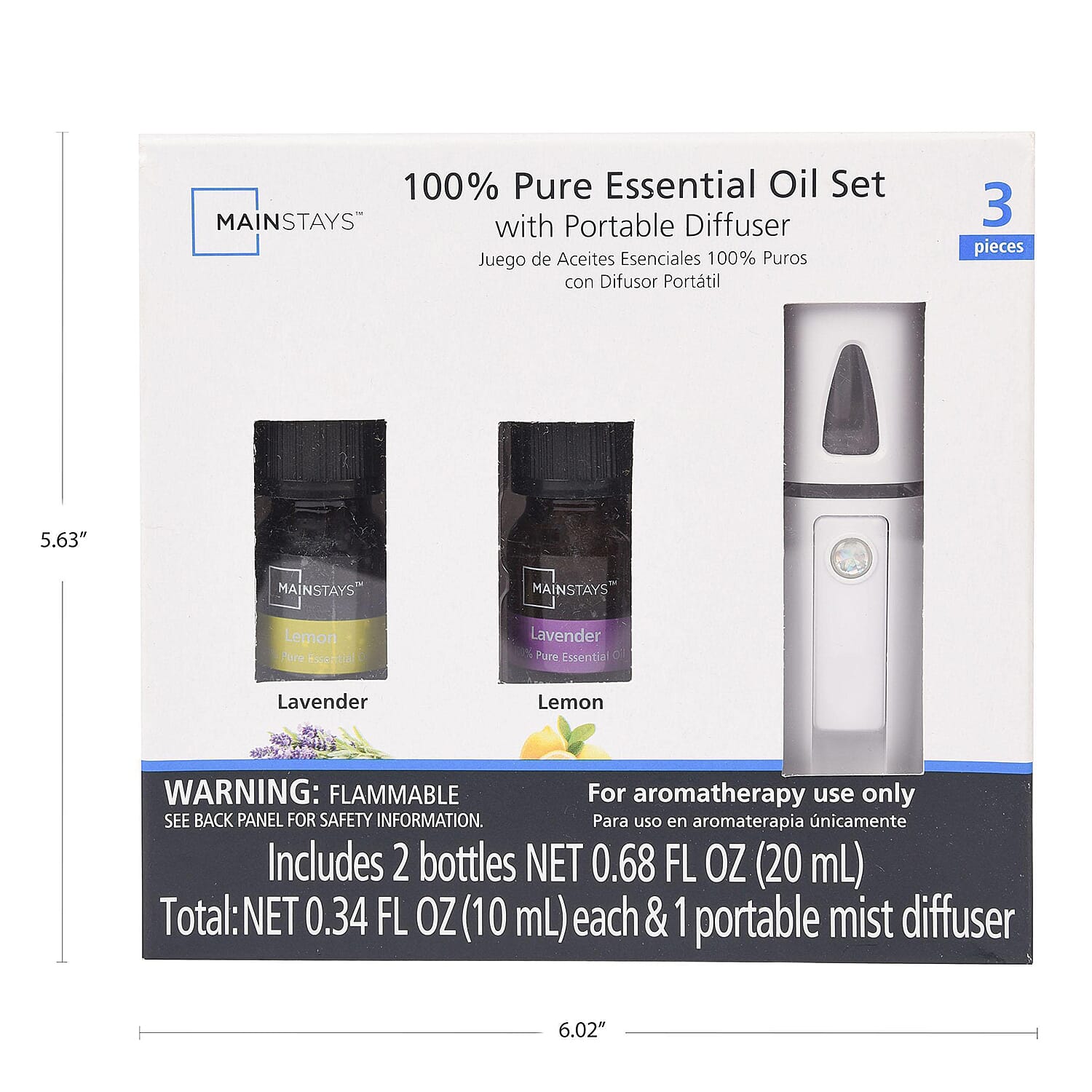 Rechargeable Cooling Face Mist Diffuser with 2 X 100% Pure Essential Oil (Lavender & Lemon 10ml Each)