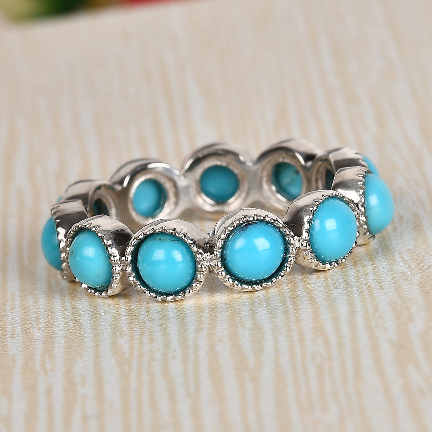 Arizona Sleeping Beauty Turquoise Ring in Platinum Overlay Sterling Silver 2.87 Ct.