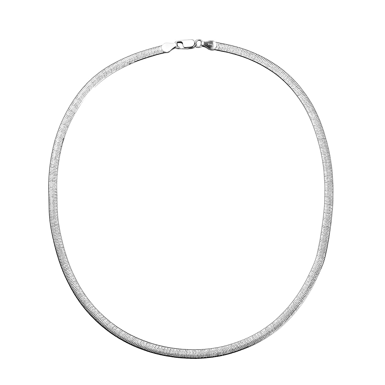 Italian Closeout Platinum Overlay Sterling Silver Herringbone Necklace (Size - 18), Silver Wt. 9.18 Gms