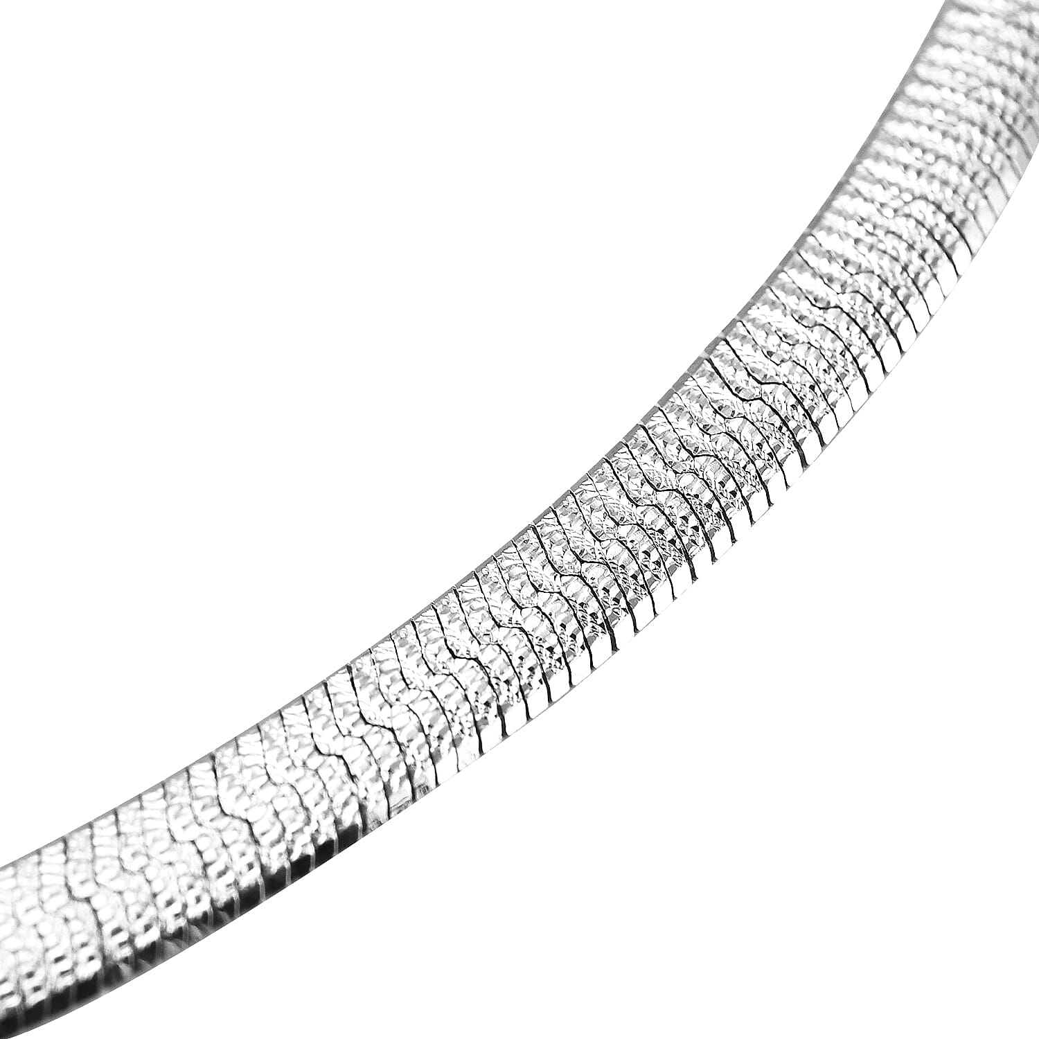 Italian Closeout Platinum Overlay Sterling Silver Herringbone Necklace (Size - 18), Silver Wt. 9.18 Gms