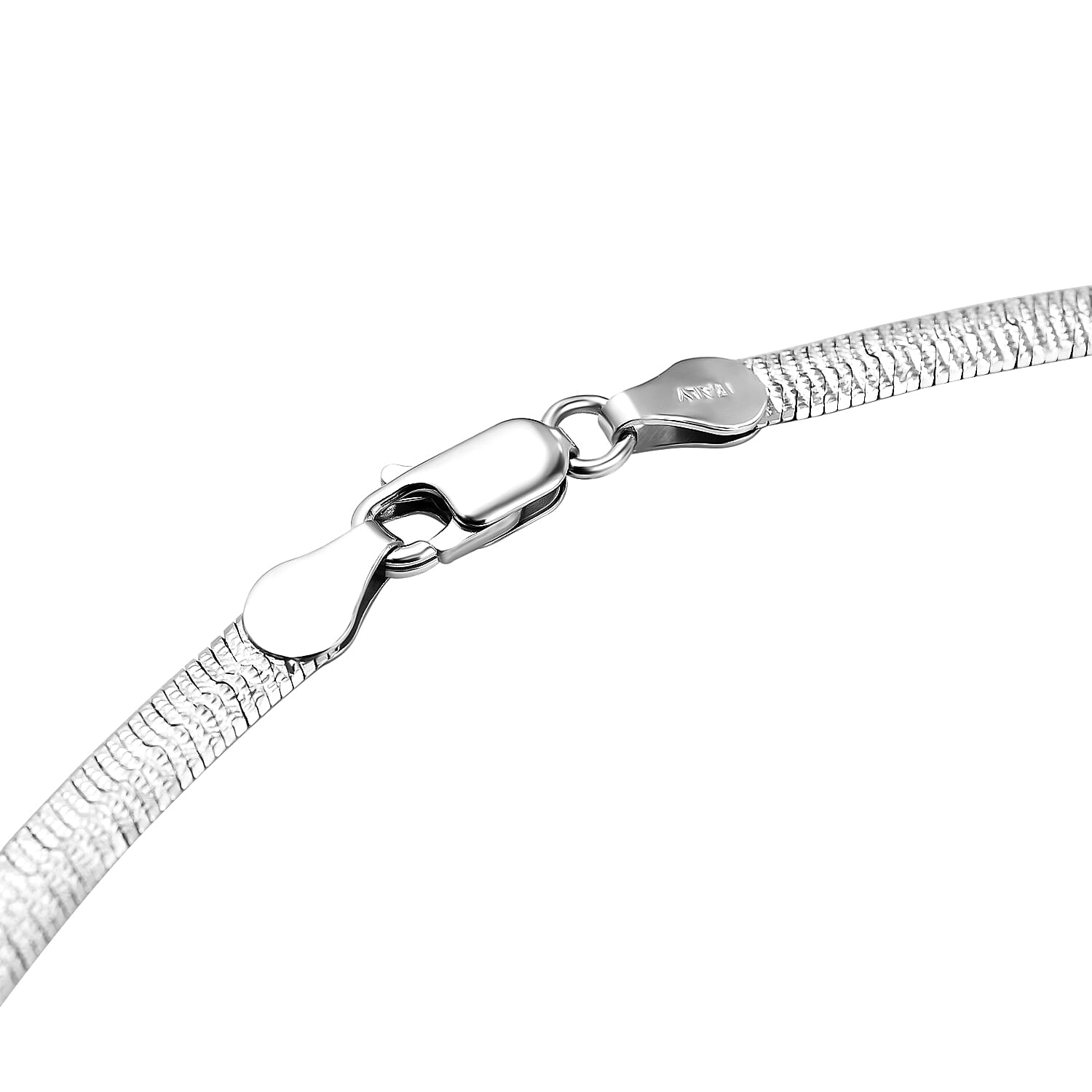 Italian Closeout Platinum Overlay Sterling Silver Herringbone Necklace (Size - 18), Silver Wt. 9.18 Gms