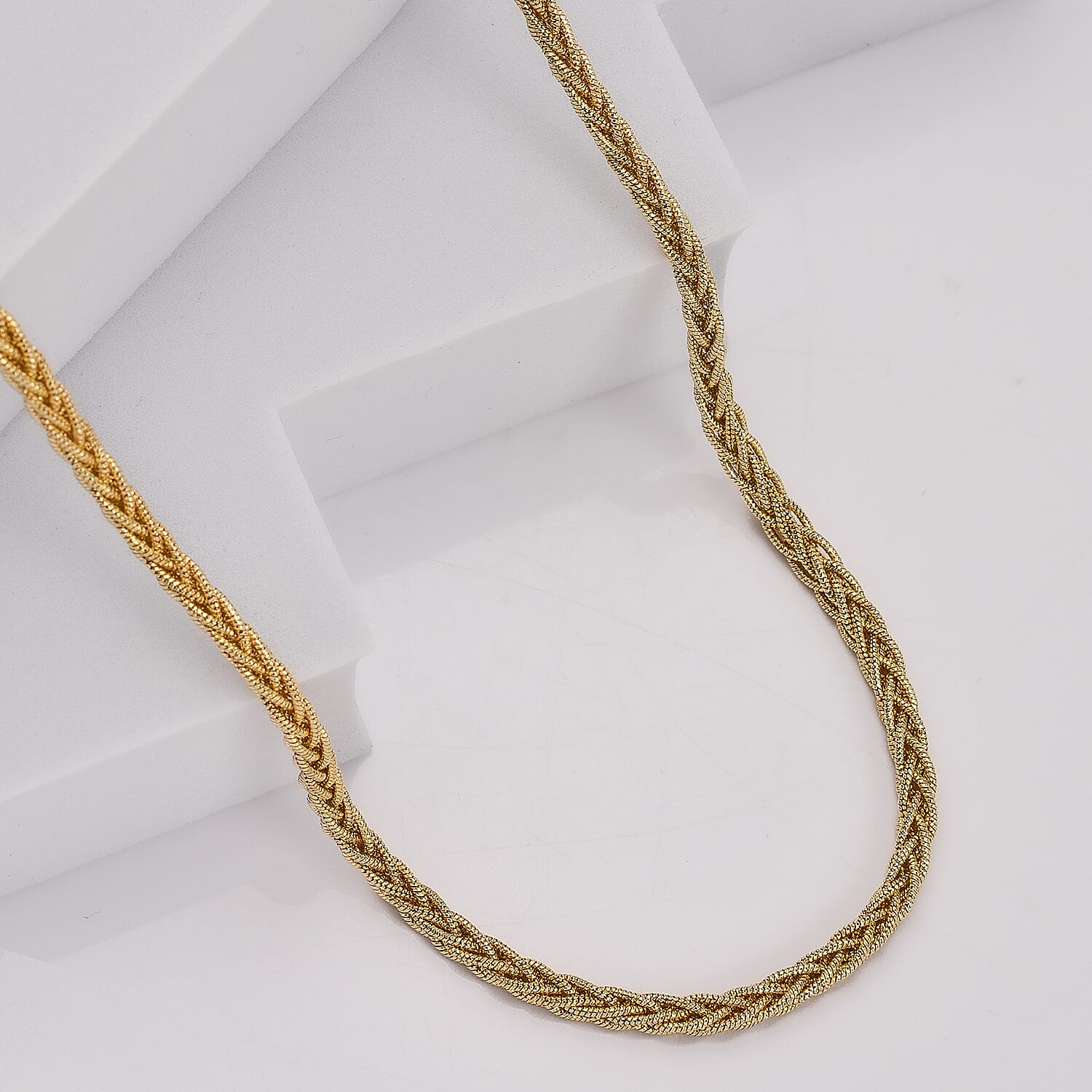 Unique Snake Spiga Sterling Silver Necklace in Yellow Gold Overlay (Size - 20), Silver Wt. 20.40 Gms