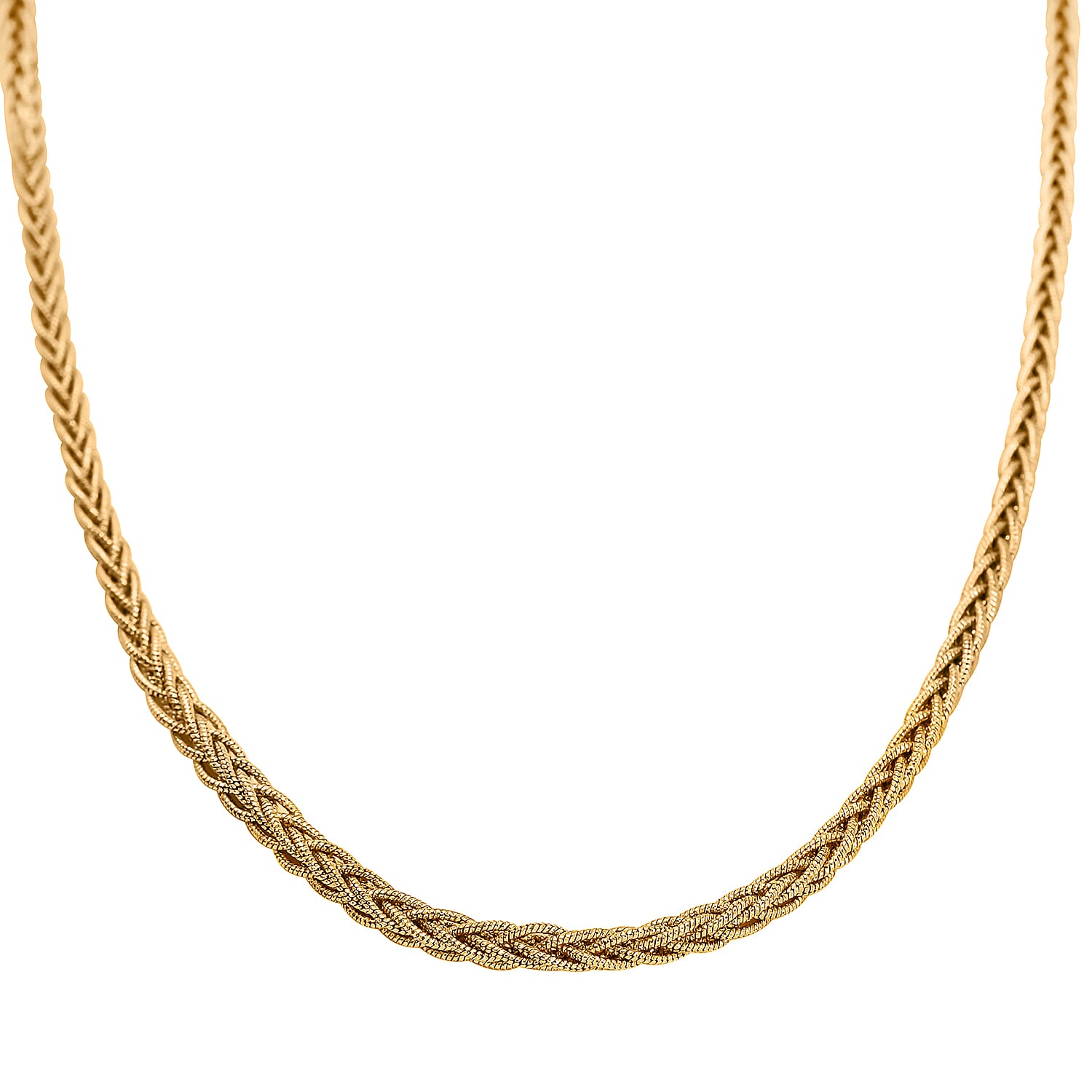 Unique Snake Spiga Sterling Silver Necklace in Yellow Gold Overlay (Size - 20), Silver Wt. 20.40 Gms