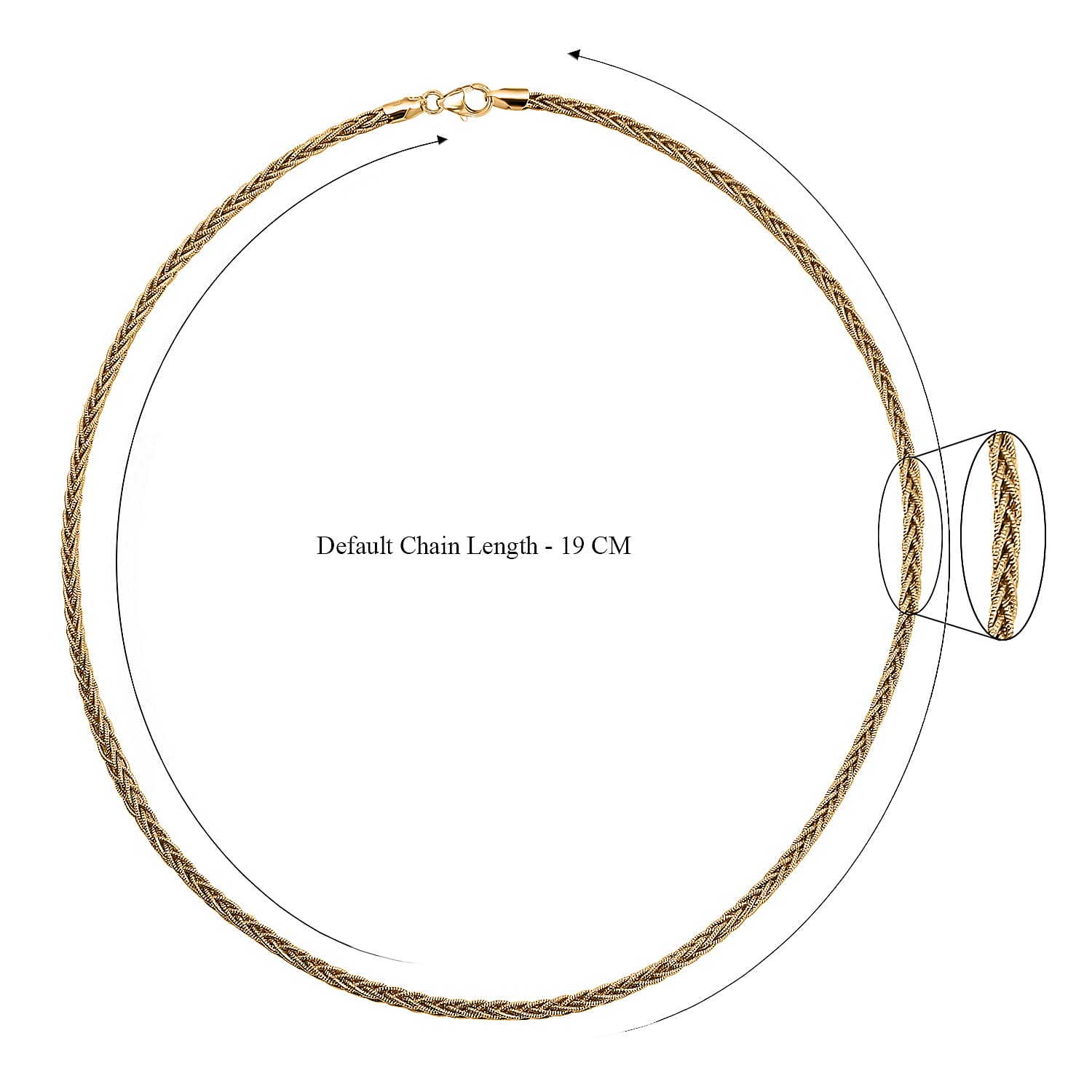 Unique Snake Spiga Sterling Silver Necklace in Yellow Gold Overlay (Size - 20), Silver Wt. 20.40 Gms