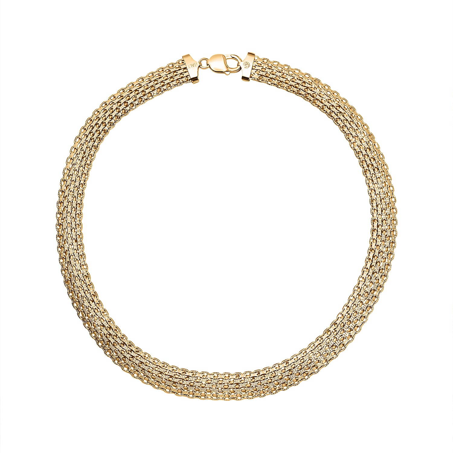 Limited Edition -Yellow Gold Overlay Sterling Silver Bismark Necklace (Size - 20), Silver Wt. 48.77 Gms