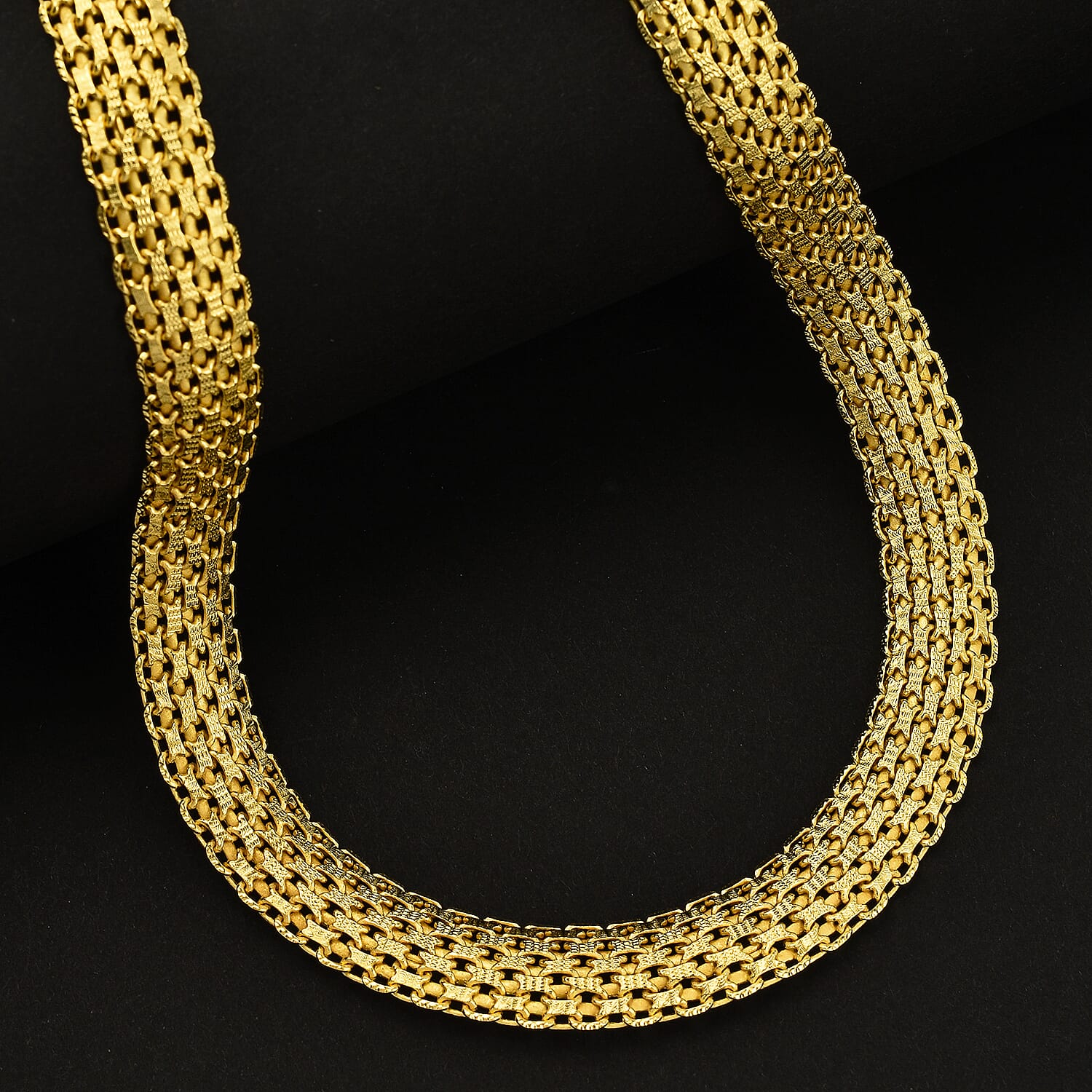 Limited Edition -Yellow Gold Overlay Sterling Silver Bismark Necklace (Size - 20), Silver Wt. 48.77 Gms