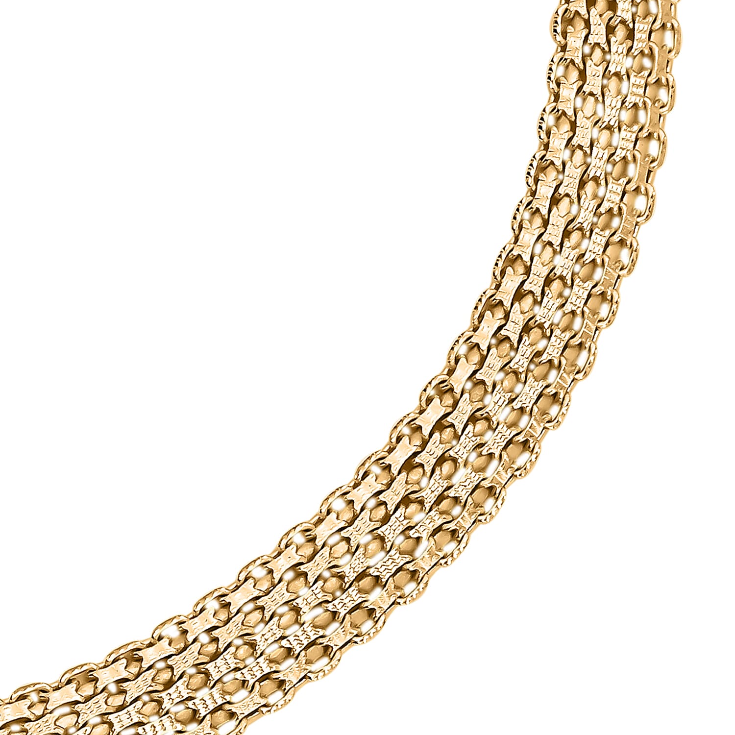 Limited Edition -Yellow Gold Overlay Sterling Silver Bismark Necklace (Size - 20), Silver Wt. 48.77 Gms