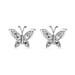 White Diamond Butterfly Earrings (with Push Back) in Platinum Overlay Sterling Silver