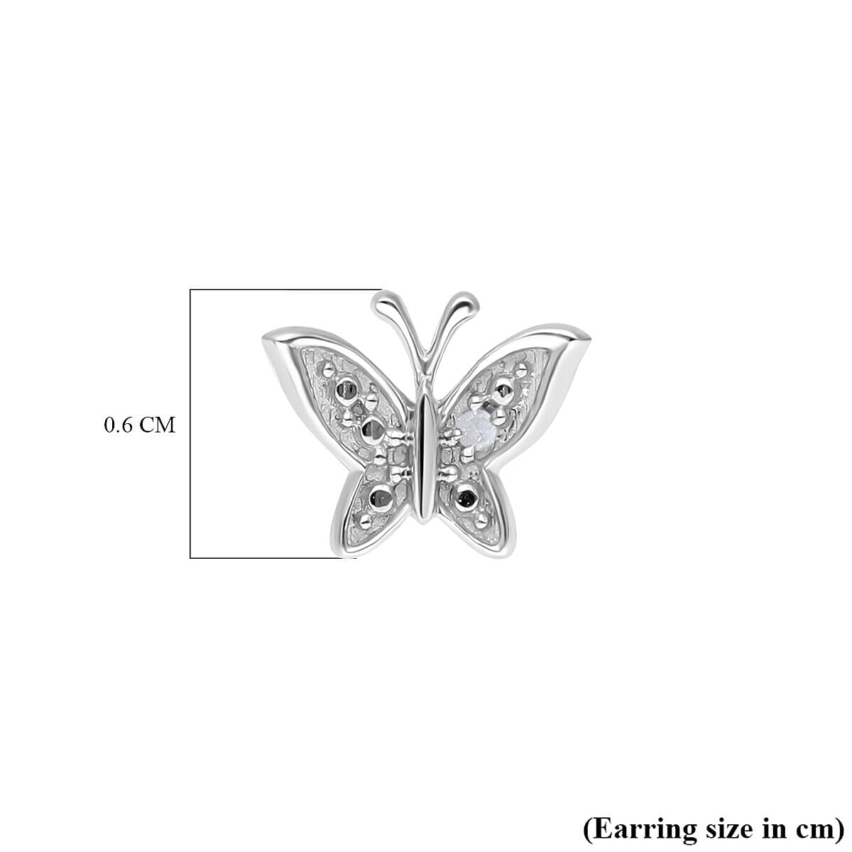Diamond Butterfly Earrings (with Push Back) in Platinum Overlay Sterling Silver