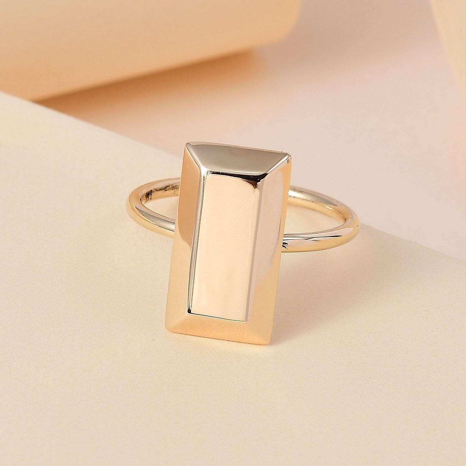 18K Yellow Gold Ingot Bar Ring