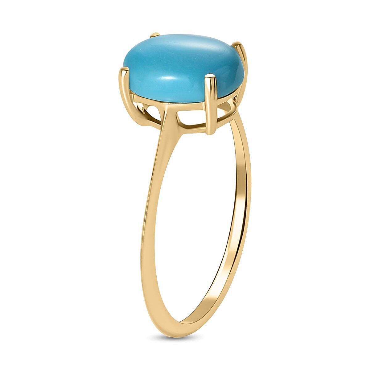 9K Yellow Gold Arizona Sleeping Beauty Turquoise Solitaire Ring 1.88 Ct.