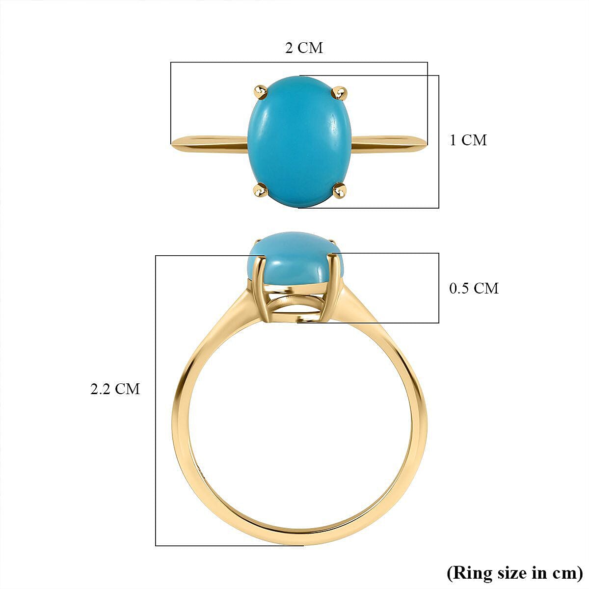 9K Yellow Gold Arizona Sleeping Beauty Turquoise Solitaire Ring 1.88 Ct.