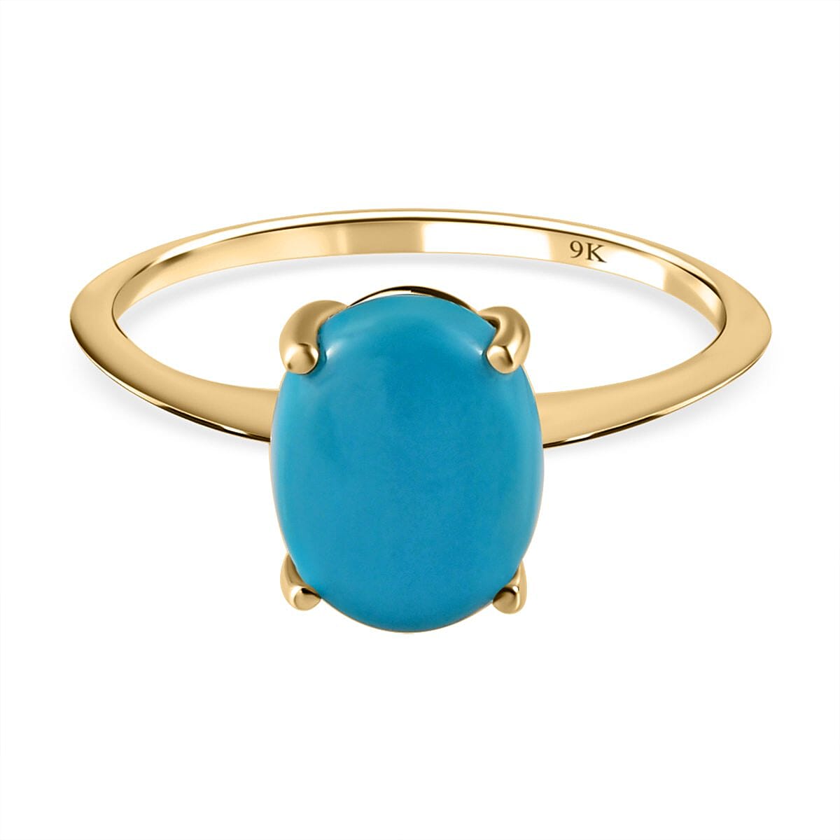 9K Yellow Gold Arizona Sleeping Beauty Turquoise Solitaire Ring 1.88 Ct.