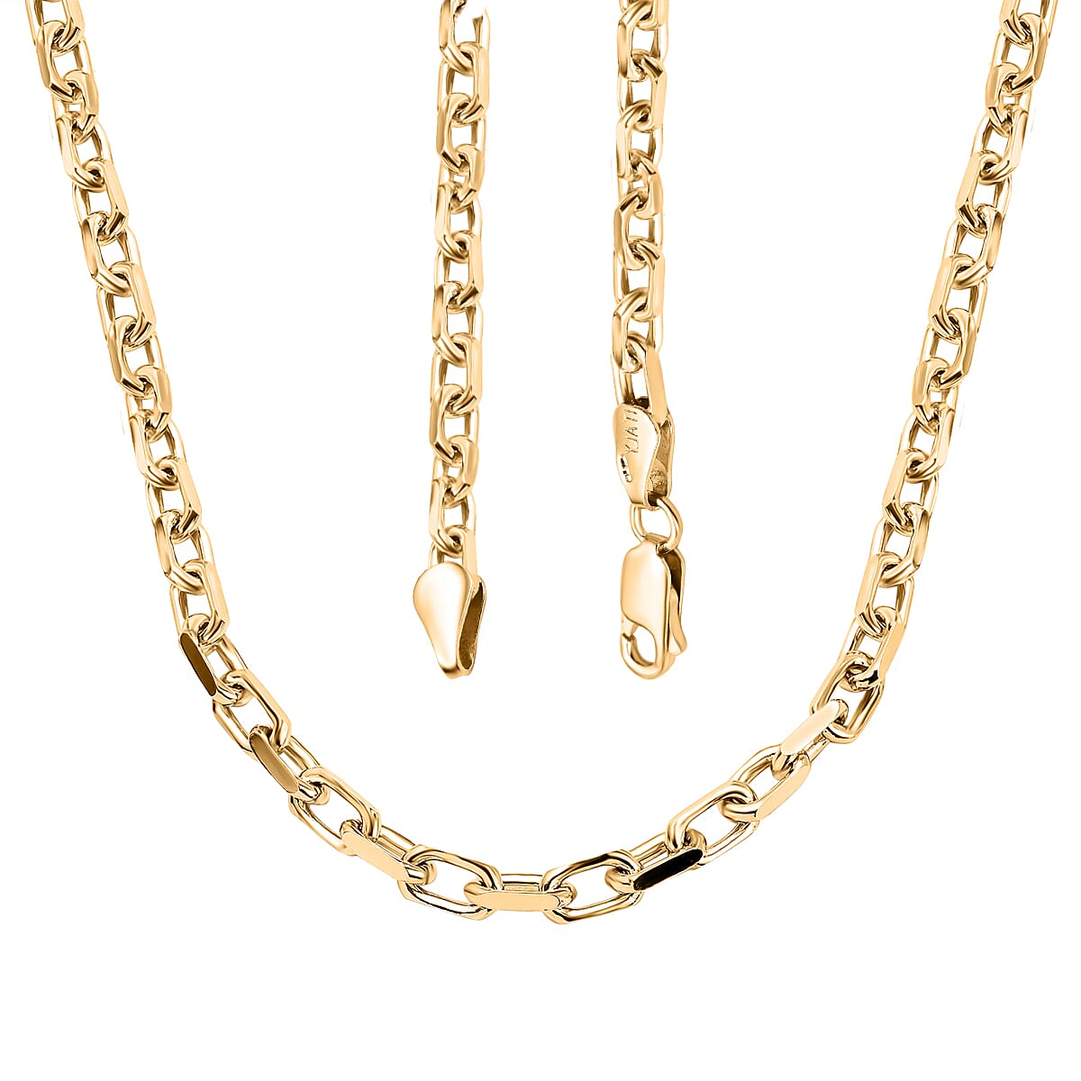 Italian Made One Time Close Out Deal - Yellow Gold Overlay Sterling Silver Cable Necklace (Size - 20), Silver Wt. 20.05 Gms