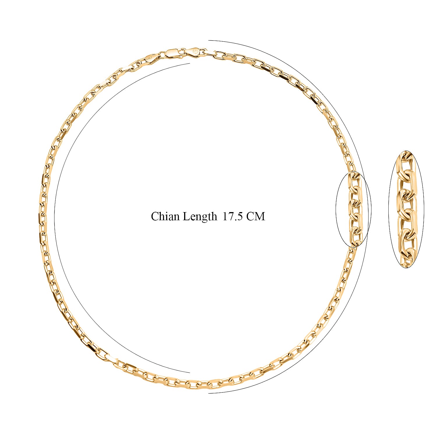 Italian Made One Time Close Out Deal - Yellow Gold Overlay Sterling Silver Cable Necklace (Size - 20), Silver Wt. 20.05 Gms