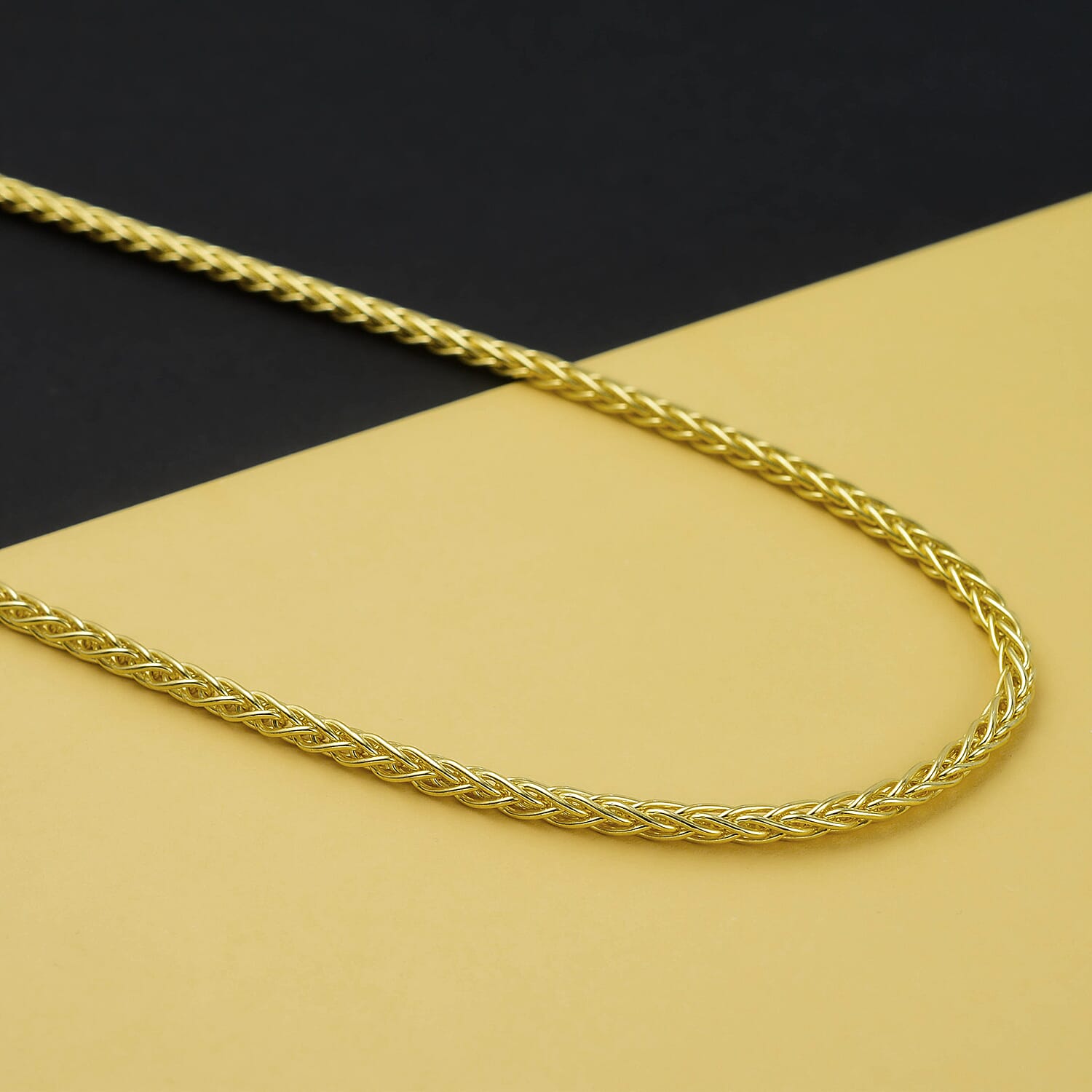 Italian Made 14K Gold Overlay Sterling Silver Spiga Necklace (Size 30) Silver Wt. 35.31 Gms.
