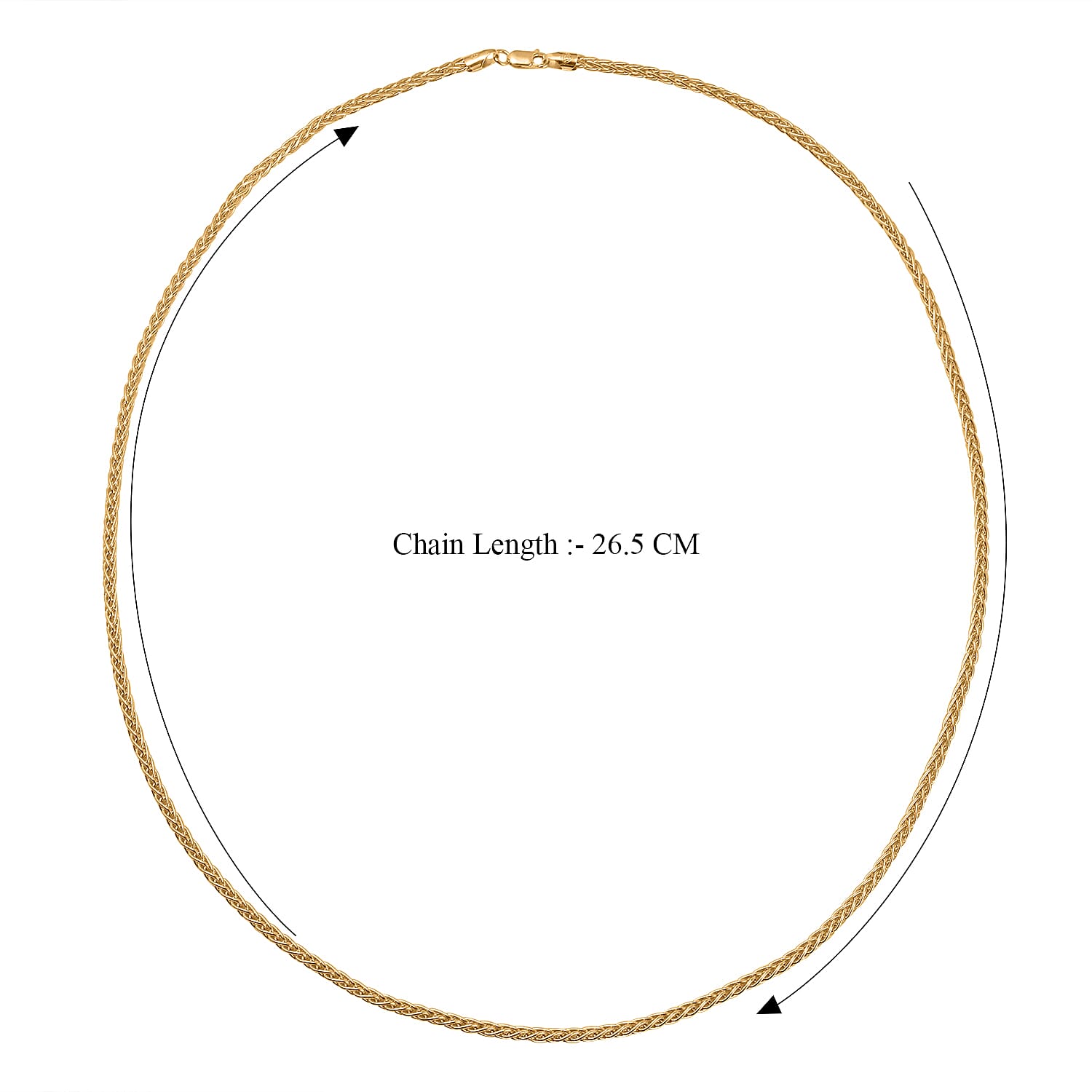 Italian Made 14K Gold Overlay Sterling Silver Spiga Necklace (Size 30) Silver Wt. 35.31 Gms.