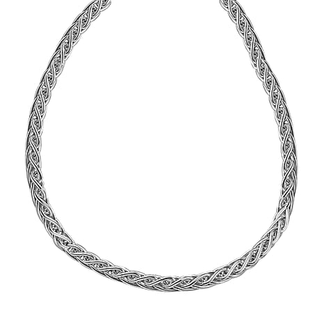 SHOWSTOPPER - Italian Made Platinum Overlay Sterling Silver Spiga Necklace (Size 30) with Lobster Clasp, Silver Wt. 32.00 Gms
