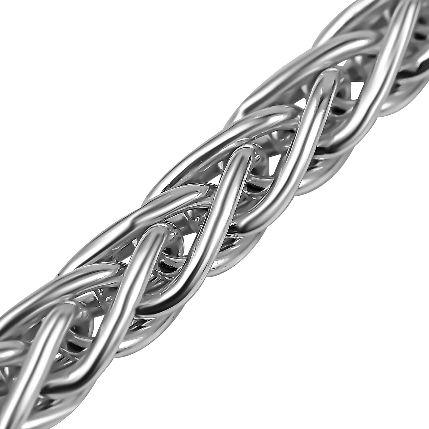 SHOWSTOPPER - Italian Made Platinum Overlay Sterling Silver Spiga Necklace (Size 30) with Lobster Clasp, Silver Wt. 32.00 Gms