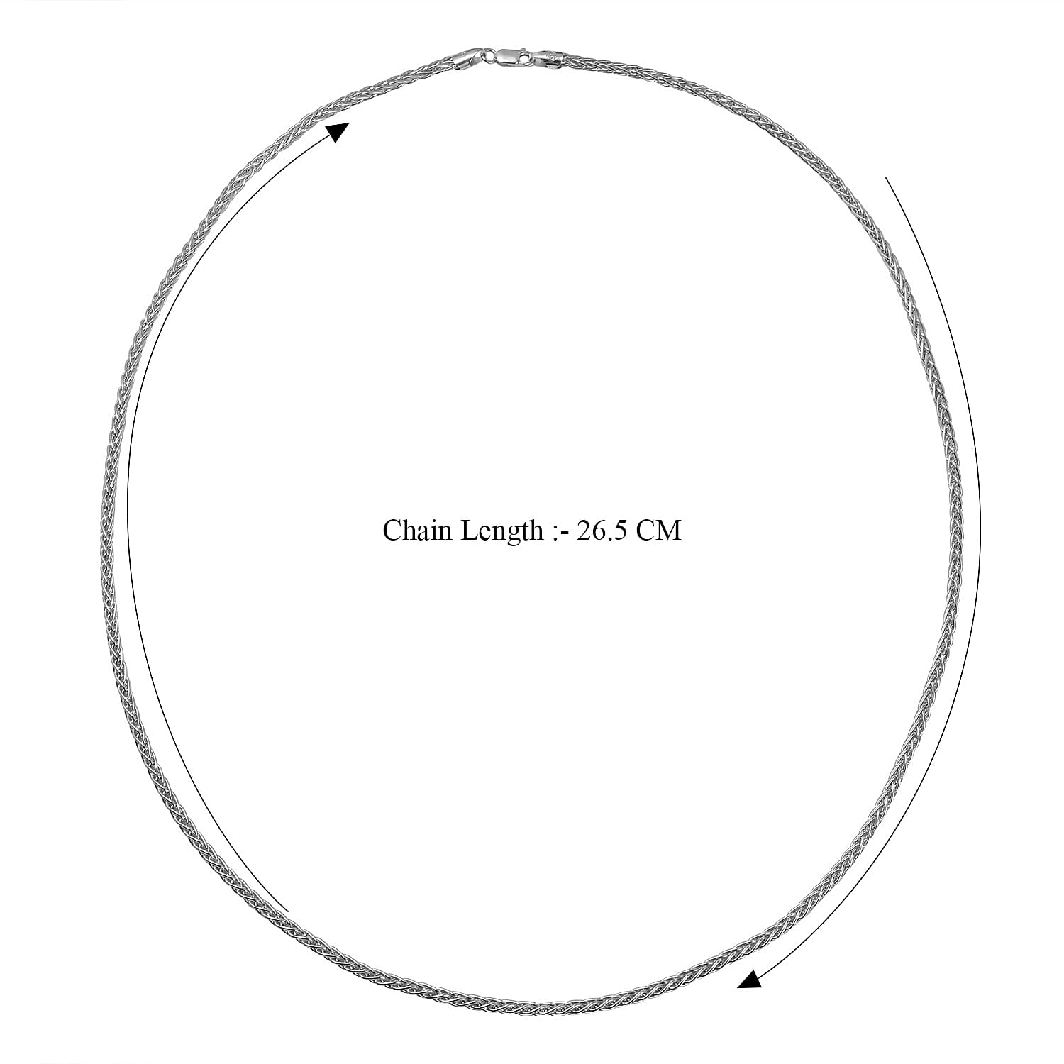 SHOWSTOPPER - Italian Made Platinum Overlay Sterling Silver Spiga Necklace (Size 30) with Lobster Clasp, Silver Wt. 32.00 Gms