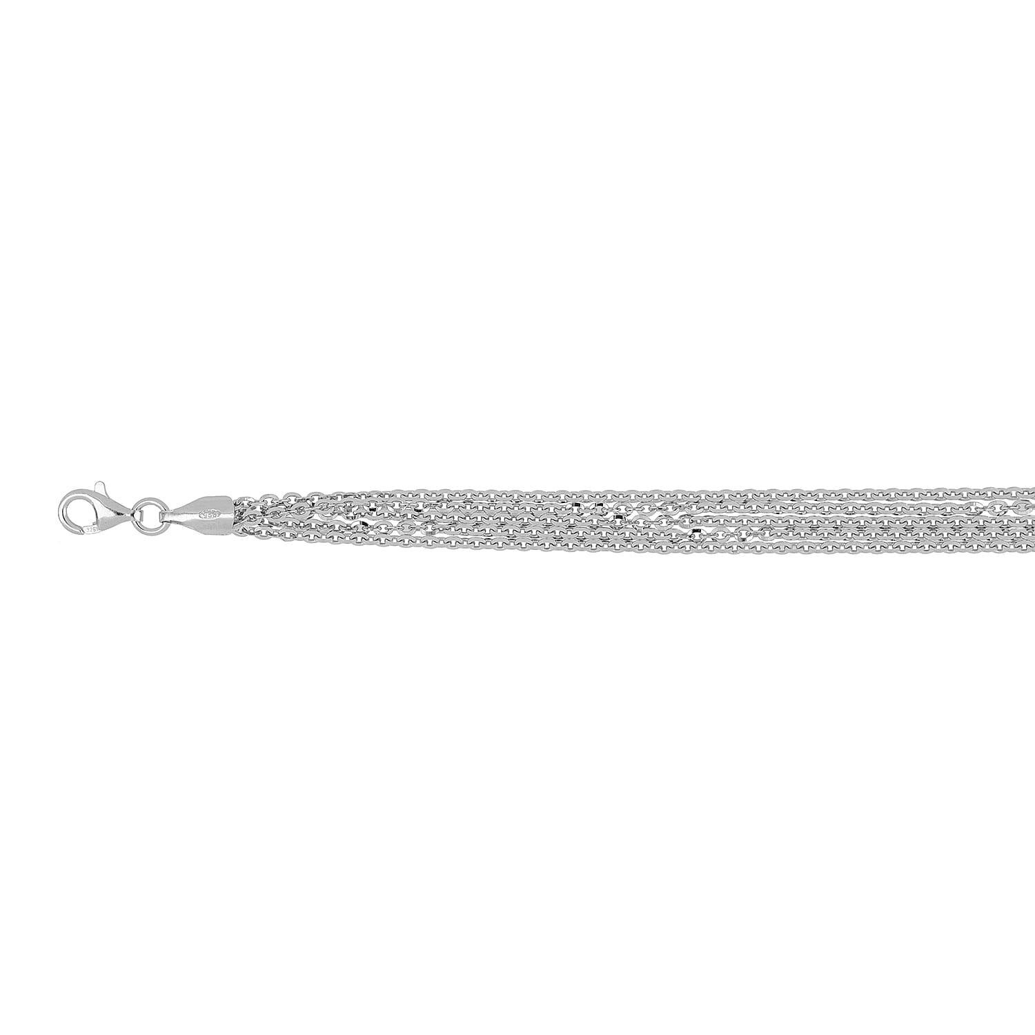 Italian Made Rhodium Overlay Sterling Silver Brillantina Necklace (Size 17-2 Inch Ext.),
