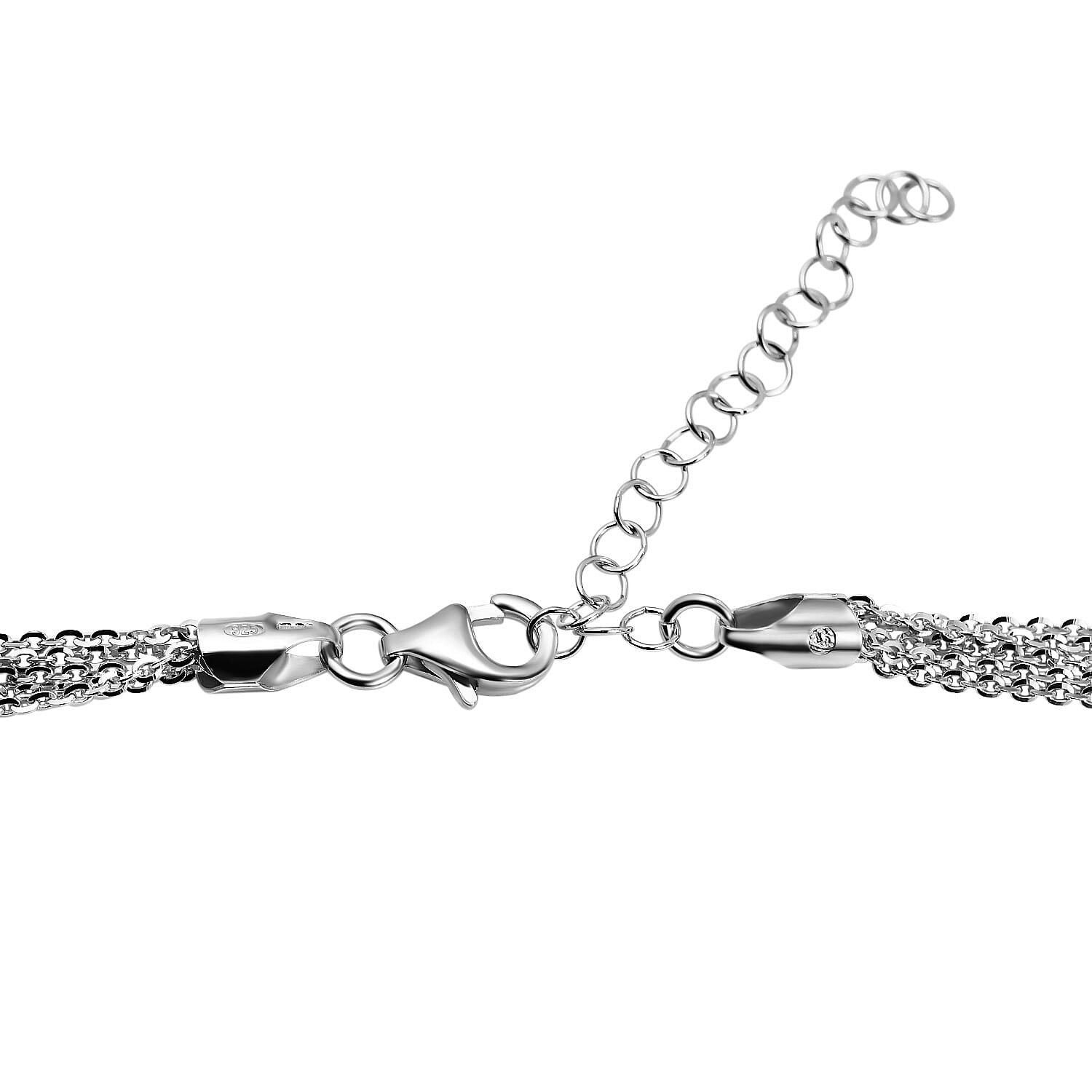 Italian Made Rhodium Overlay Sterling Silver Brillantina Necklace (Size 17-2 Inch Ext.),