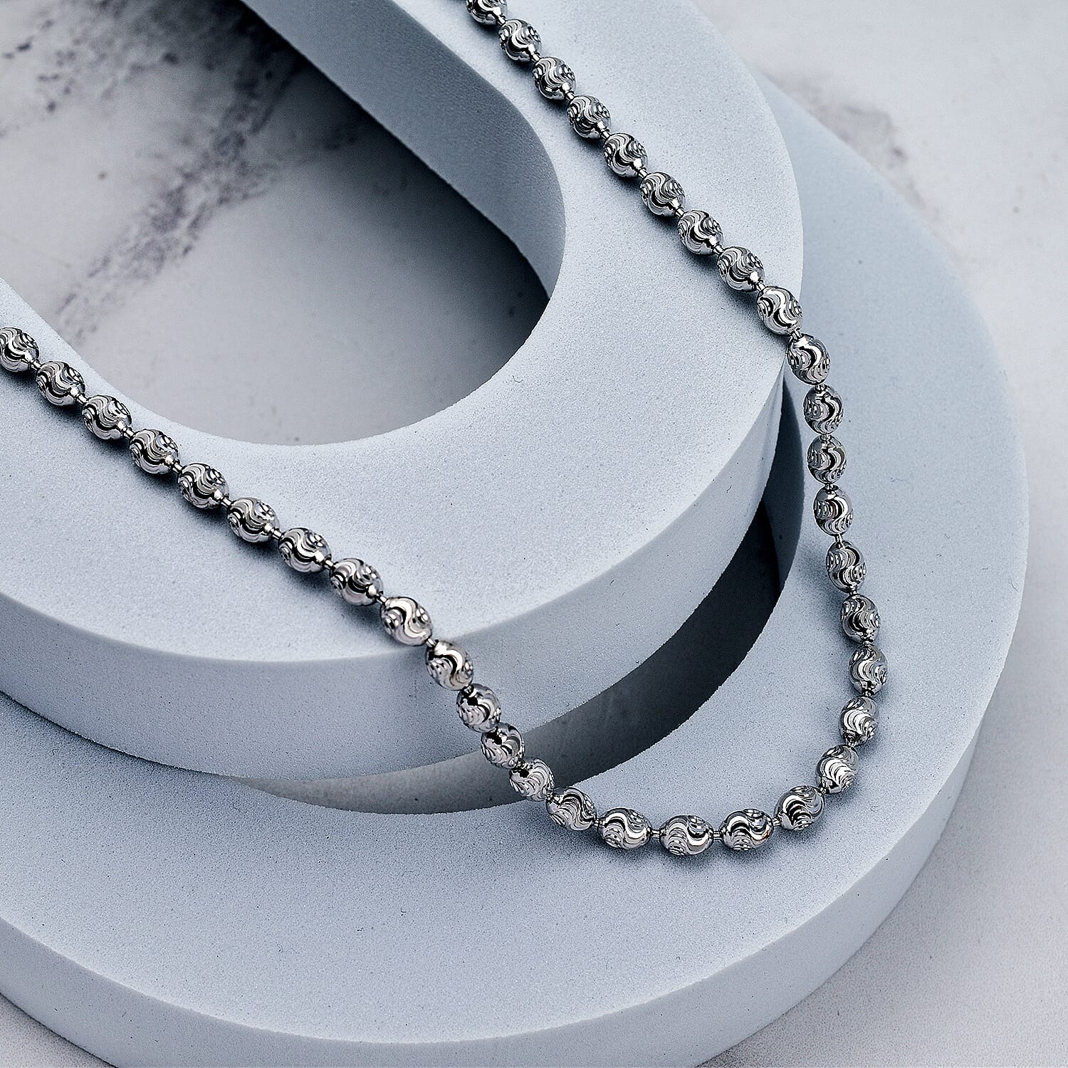 Italian Closeout Diamond Cut Chicco Necklace in Rhodium Overlay Sterling Silver (Size - 22), 14.62 Gms