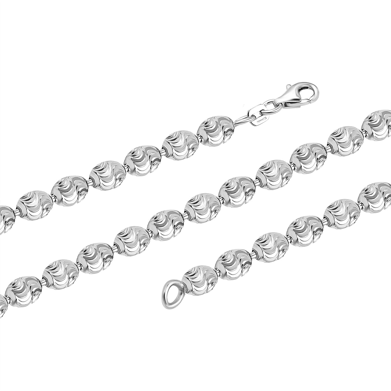 Italian Closeout Diamond Cut Chicco Necklace in Rhodium Overlay Sterling Silver (Size - 22), 14.62 Gms