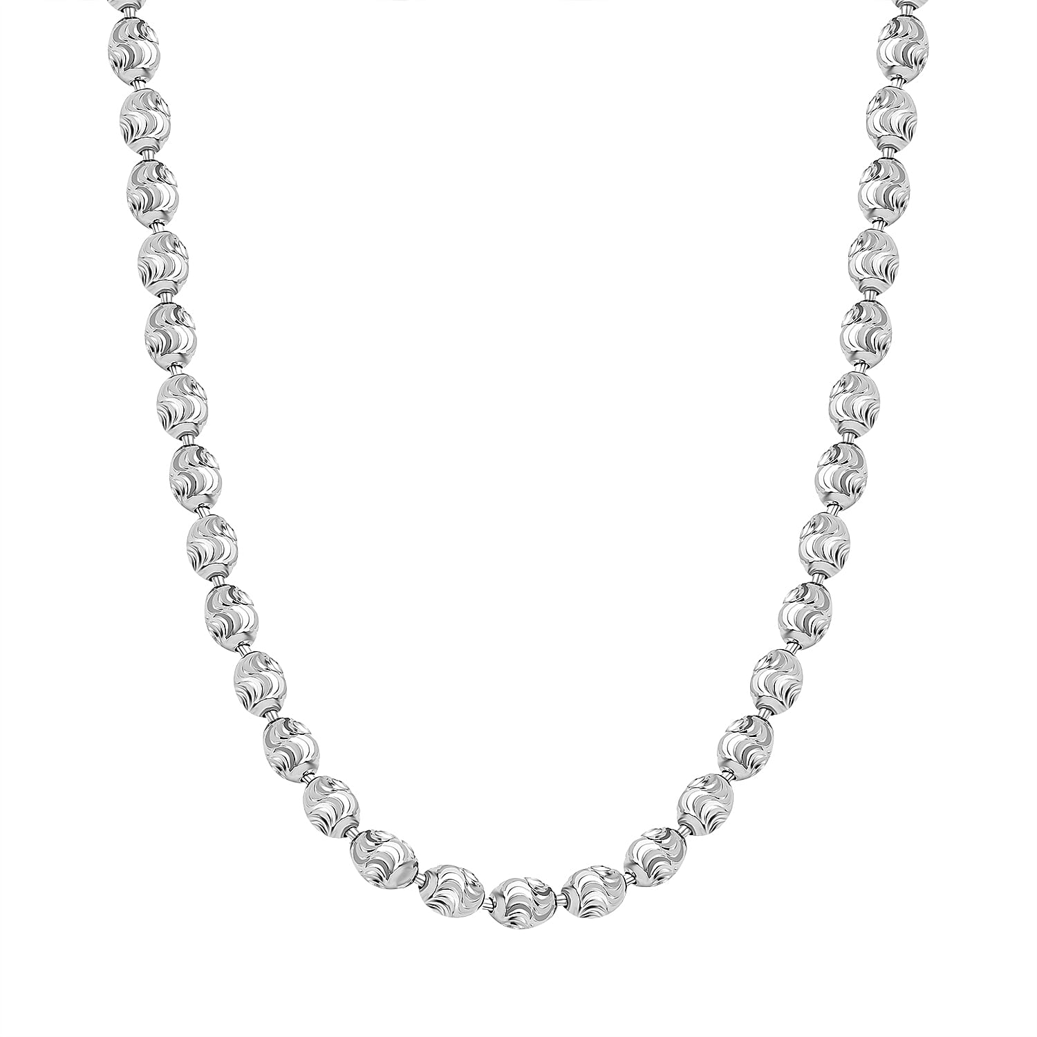 Italian Closeout Diamond Cut Chicco Necklace in Rhodium Overlay Sterling Silver (Size - 22), 14.62 Gms