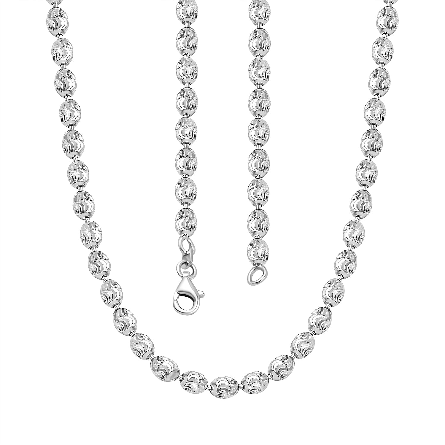 Italian Closeout Diamond Cut Chicco Necklace in Rhodium Overlay Sterling Silver (Size - 22), 14.62 Gms