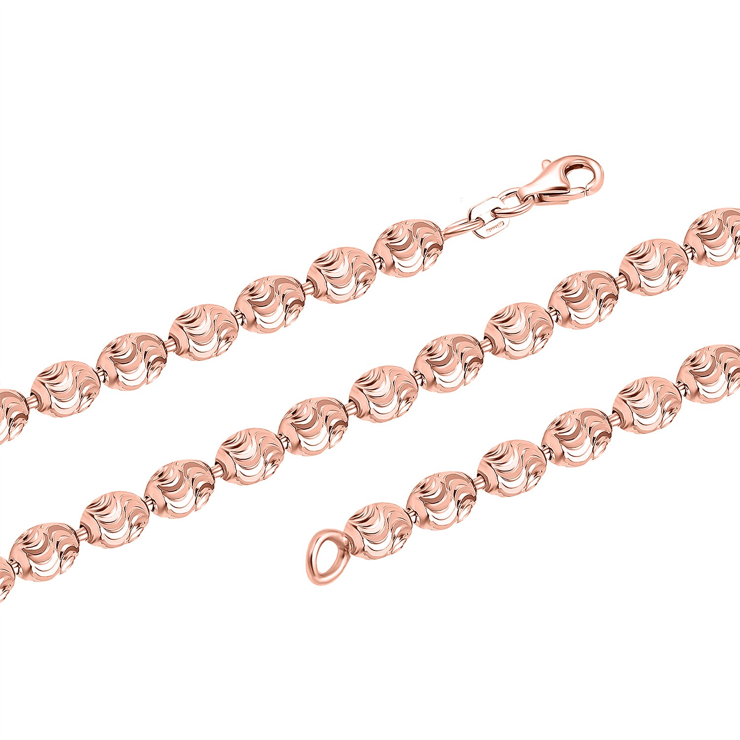 Italian Closeout Diamond Cut Chicco Necklace in Rose Gold Overlay Sterling Silver (Size - 22), 14.62 Gms