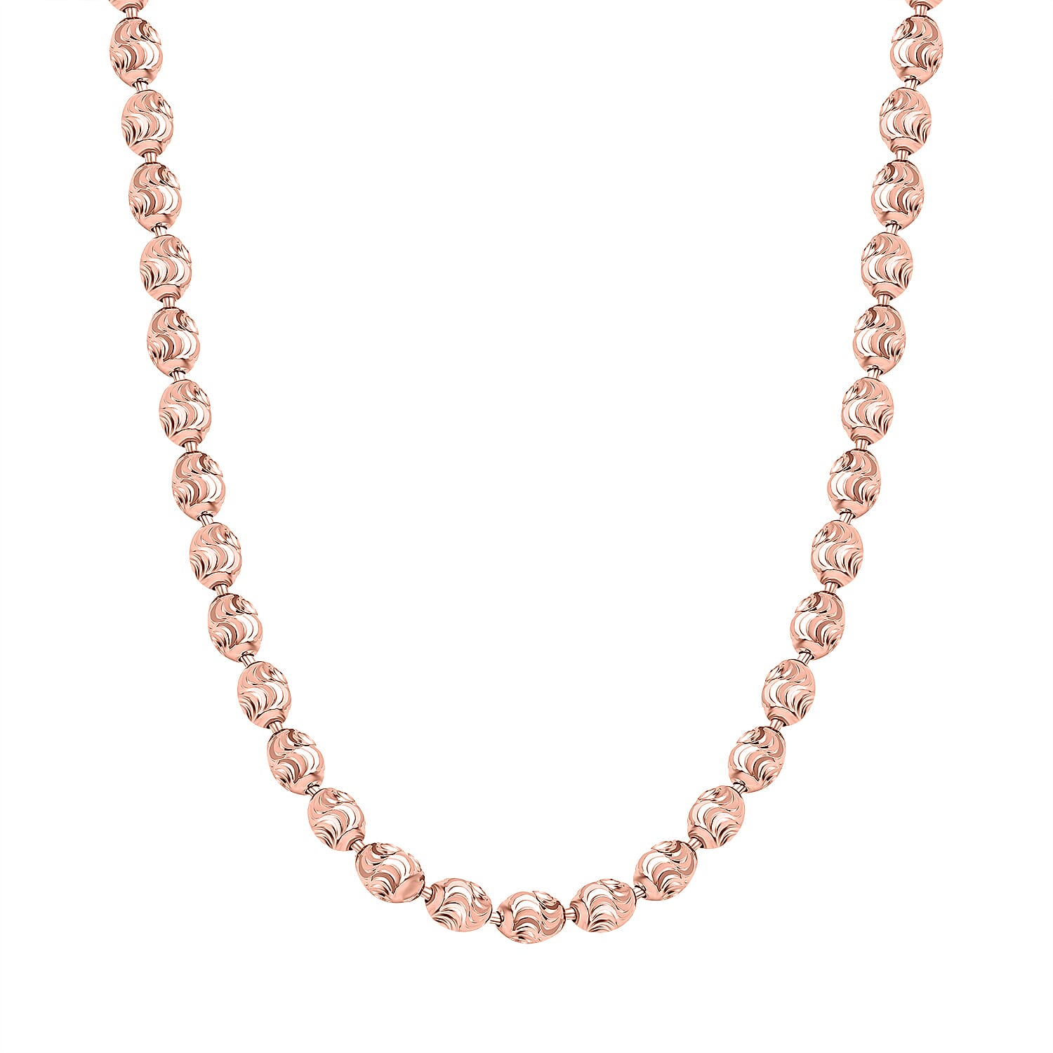 Italian Closeout Diamond Cut Chicco Necklace in Rose Gold Overlay Sterling Silver (Size - 22), 14.62 Gms
