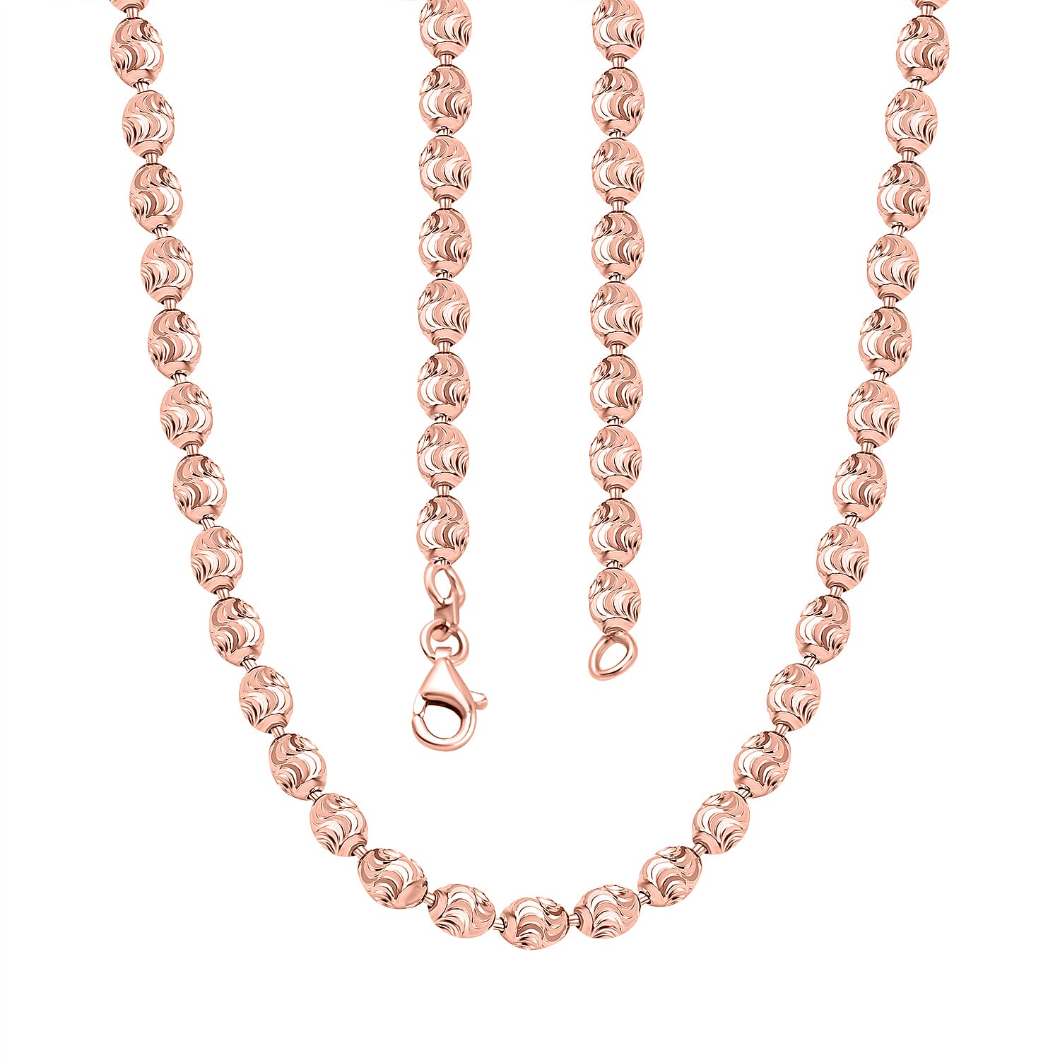 Italian Closeout Diamond Cut Chicco Necklace in Rose Gold Overlay Sterling Silver (Size - 22), 14.62 Gms