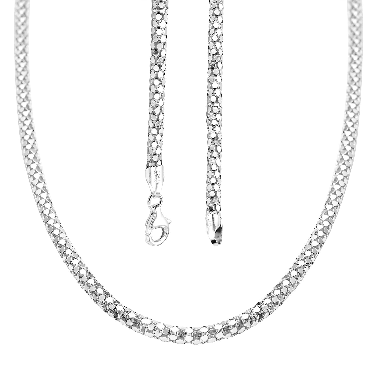 Italian Made- Sterling Silver Popcorn Necklace (Size - 30), Silver Wt. 23.10 Gms