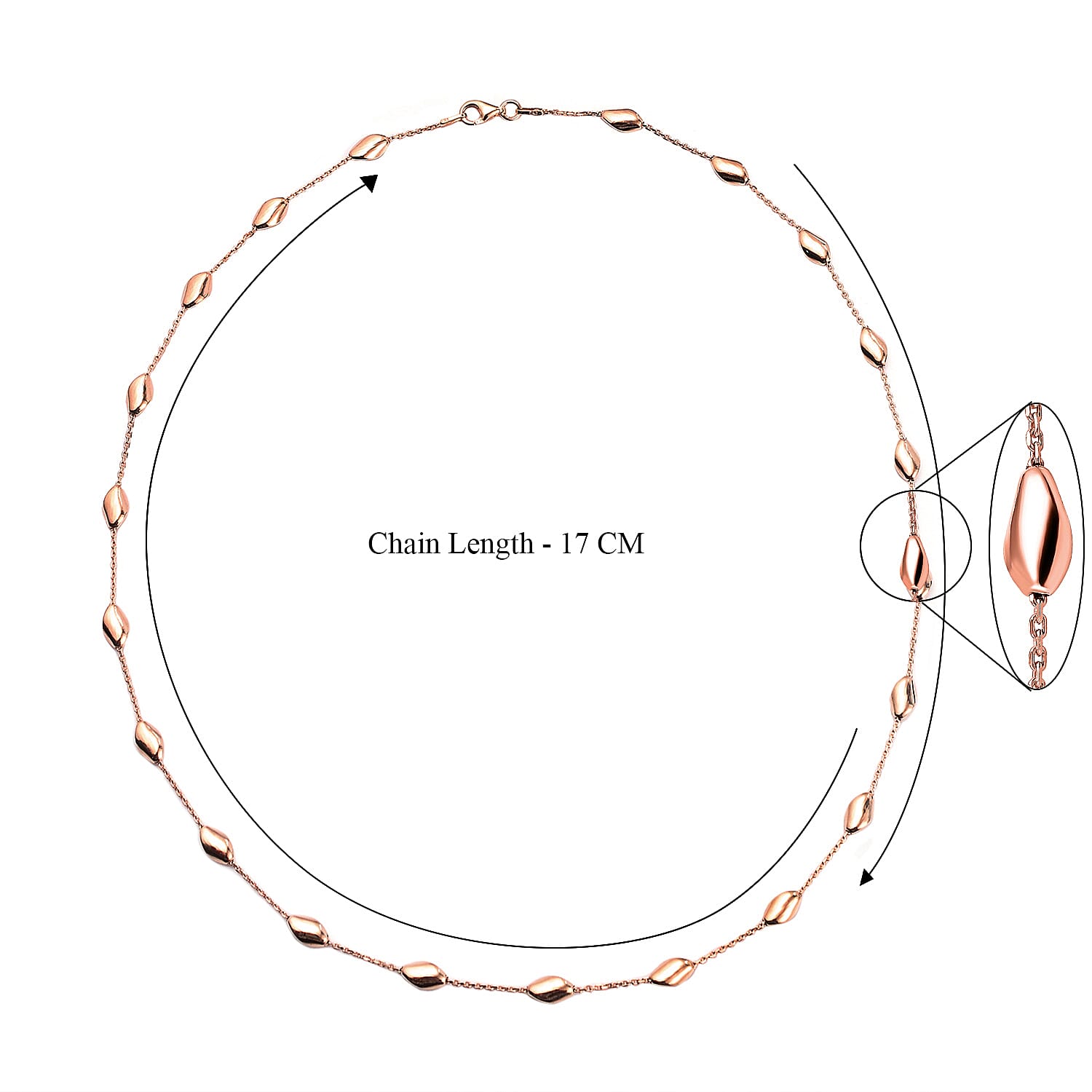 Italian Closeout Designer Inspired Sterling Silver Station Necklace in Rose Gold Overlay (Size - 20)