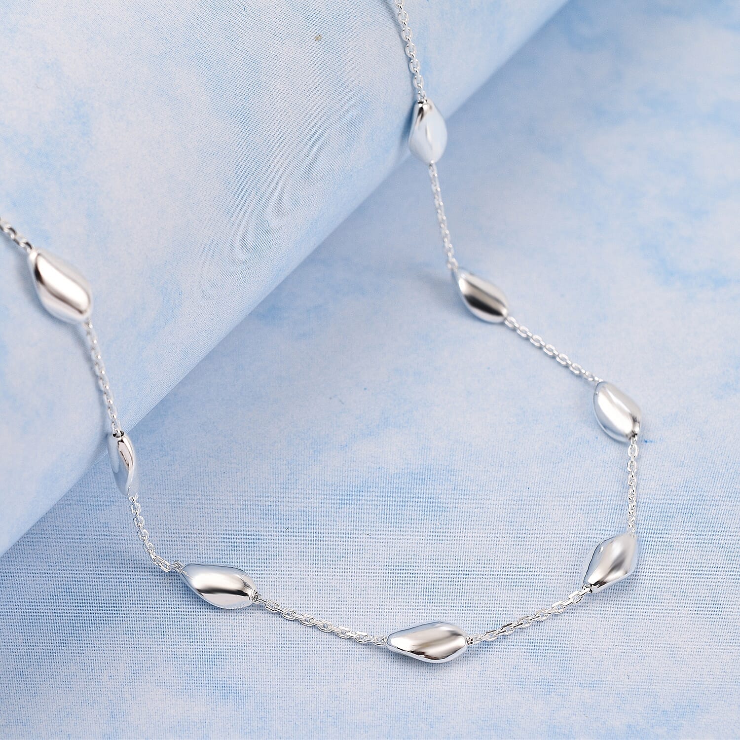 Italian Closeout Designer Inspired Sterling Silver Station Necklace (Size - 20)