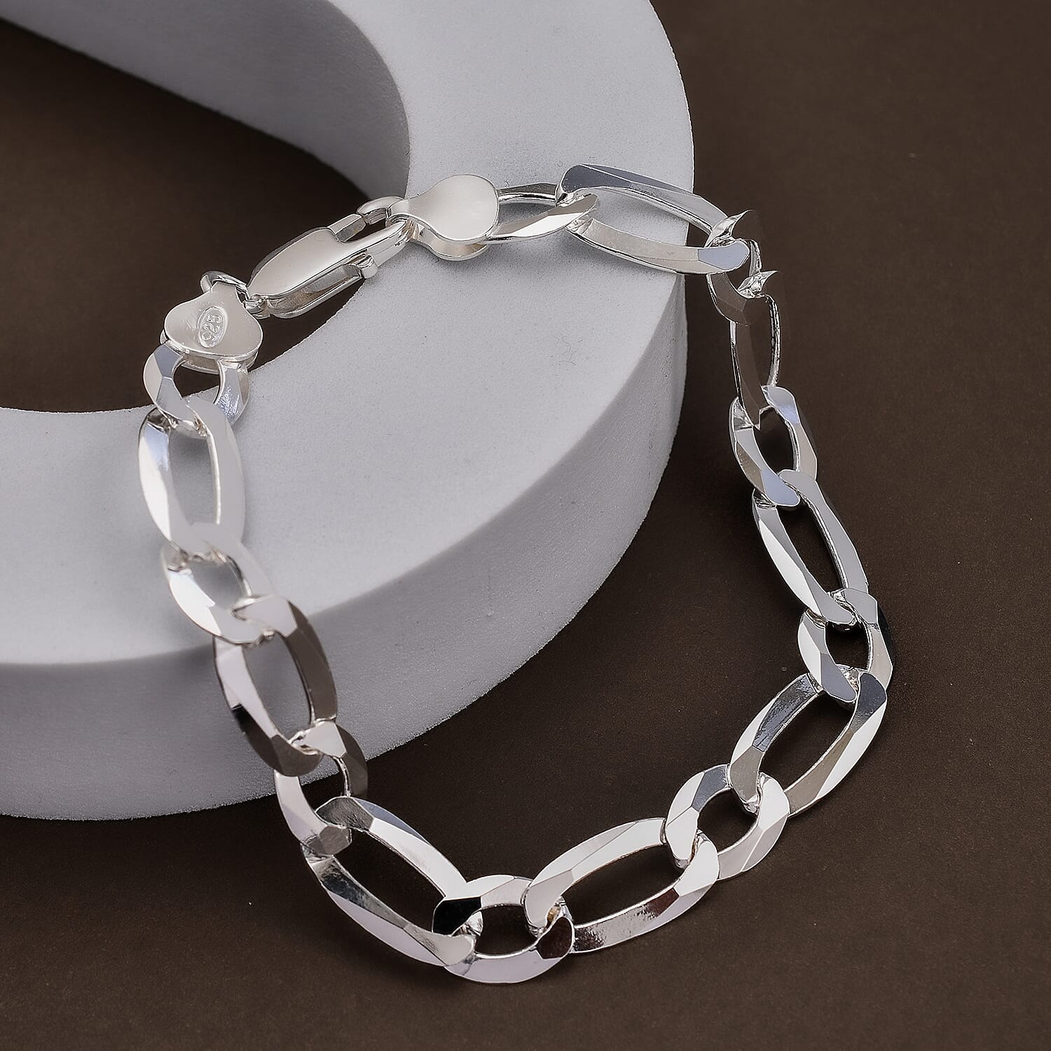 Vicenza Closeout - Sterling Silver Figaro Bracelet (Size - 8), Silver Wt. 12.26 Gms
