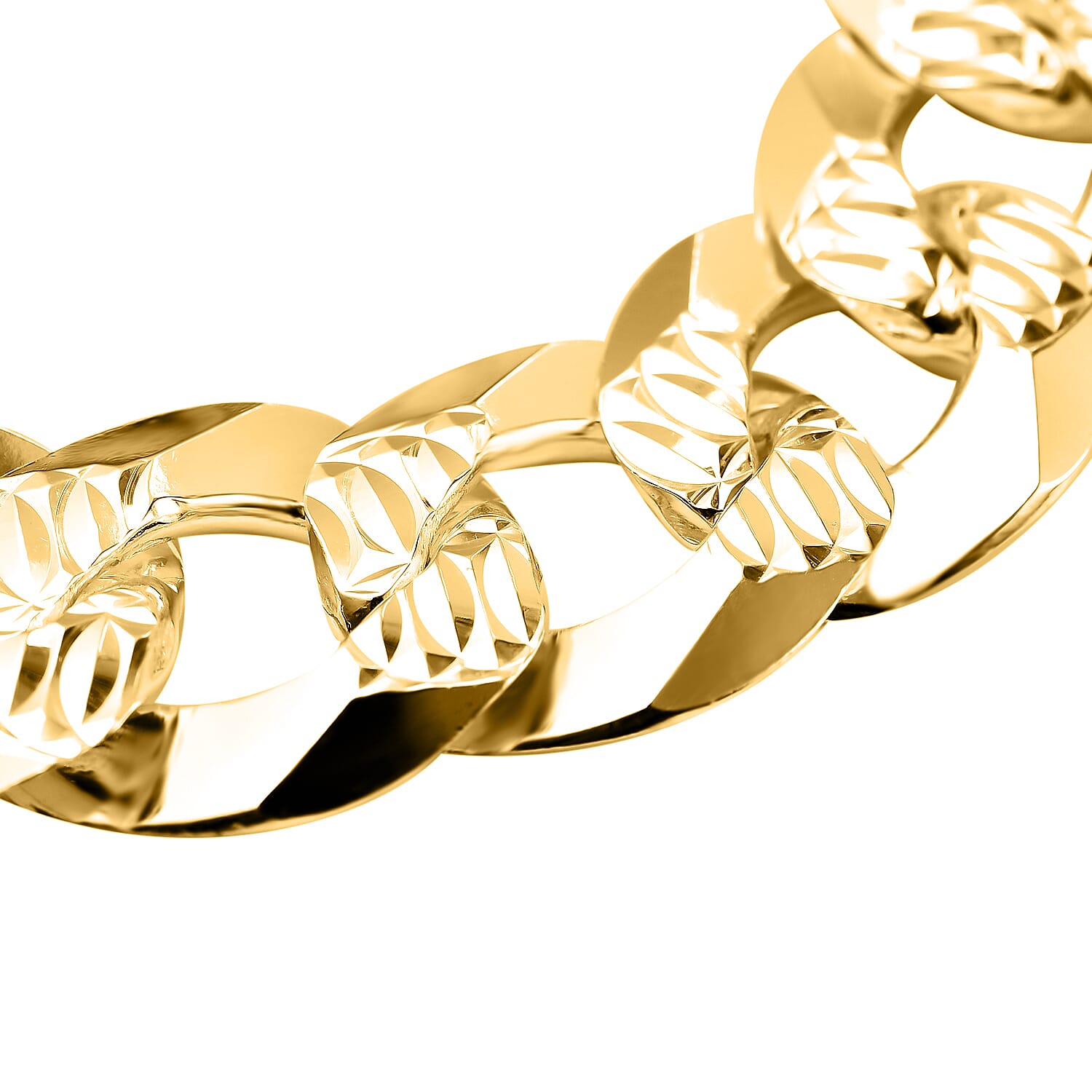 Yellow Gold Overlay Sterling Silver Curb Bracelet (Size - 8), Silver Wt. 49.84 Gms