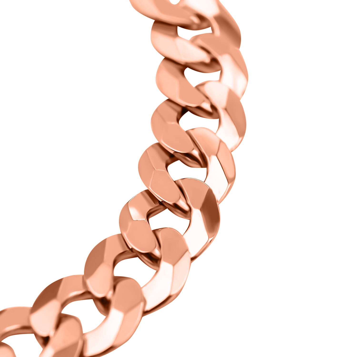 Rose Gold Overlay Sterling Silver Curb Bracelet (Size - 7.5), Silver Wt. 9.82 Gms