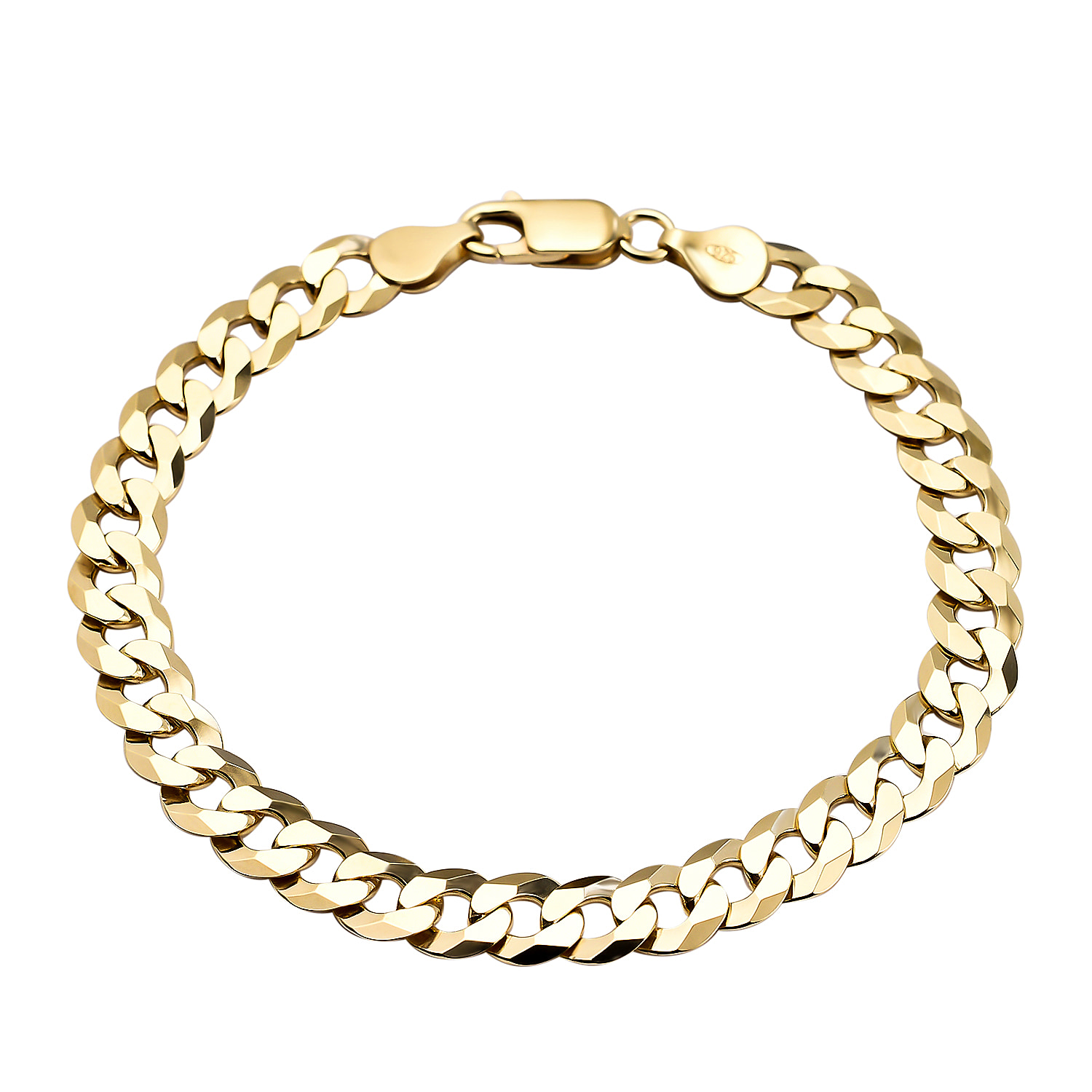 One Time Close Out Deal- Italian Made Yellow Gold Overlay Sterling Silver Curb Bracelet (Size - 7.5), Silver Wt. 10.00 Gms