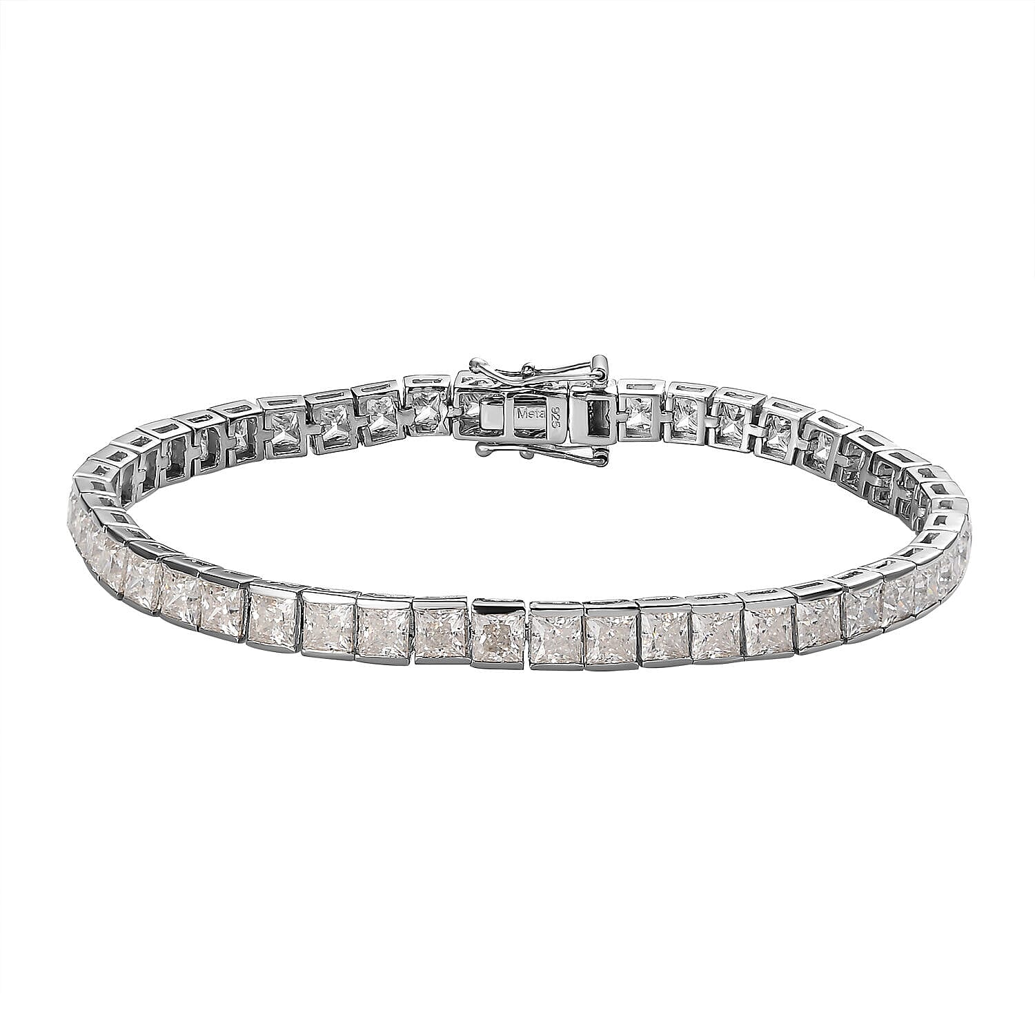 Moissanite Bracelet (Size - 8) in Platinum Overlay Sterling Silver 18.231 Ct, Silver Wt. 13.97 Gms