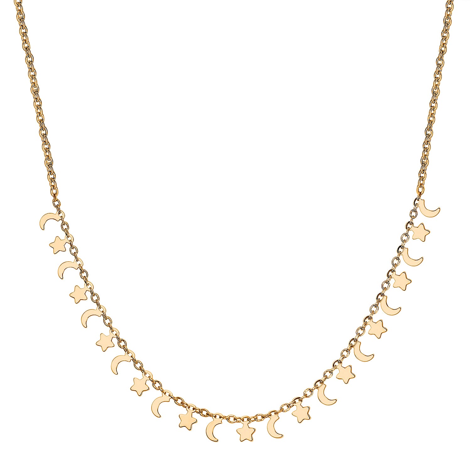 Vicenza Collection- 9K Yellow Gold Crescent Moon Necklace (Size - 20), Gold Wt. 4.00 Gms