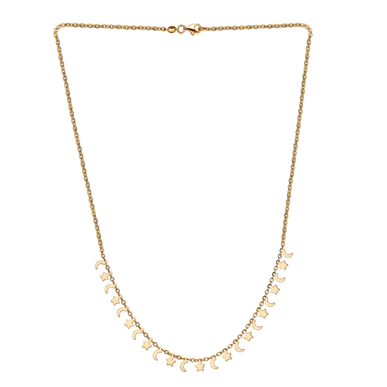 Vicenza Collection- 9K Yellow Gold Crescent Moon Necklace (Size - 20), Gold Wt. 4.00 Gms